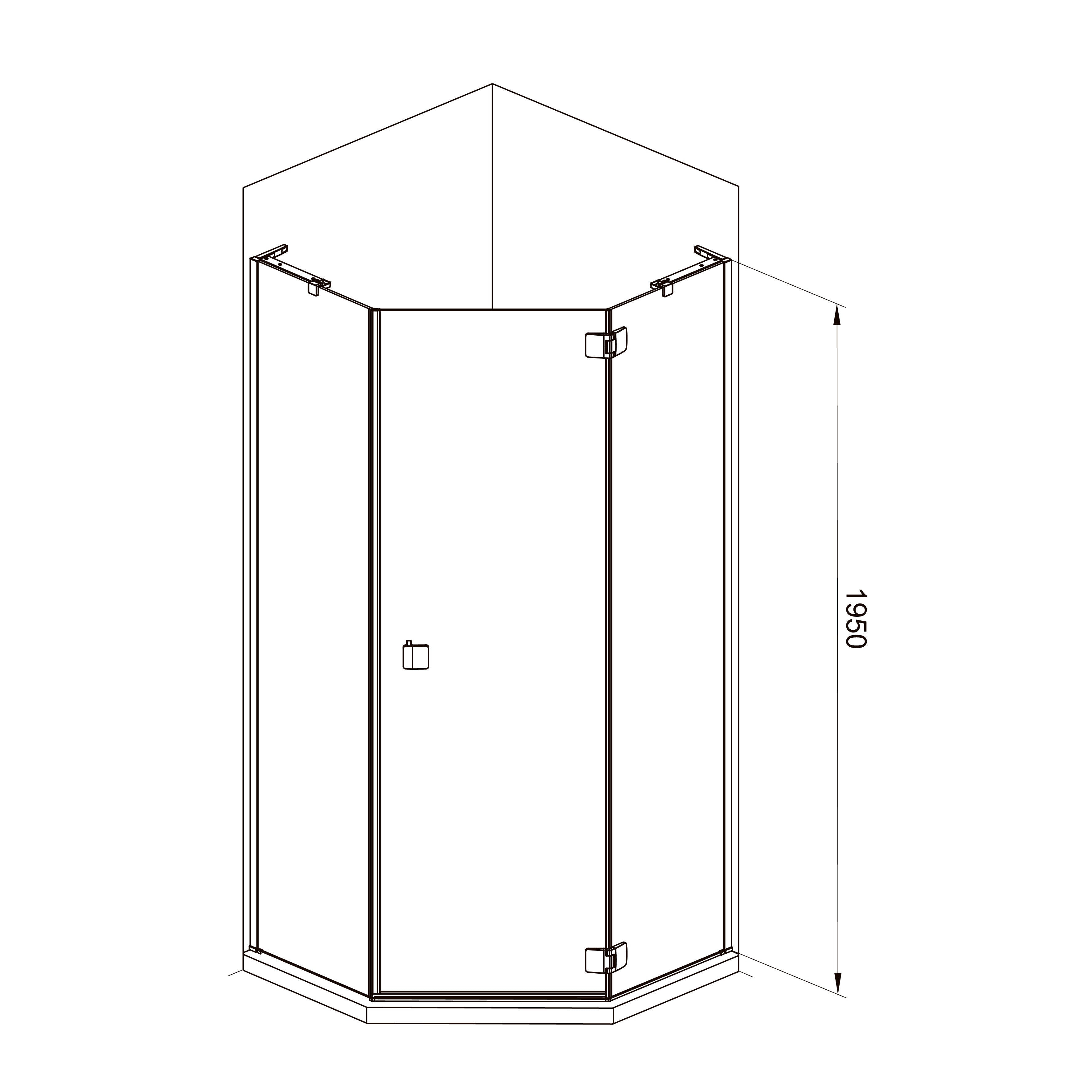 N90PC Cabina de ducha Neon pentagonal Cromo 900x900x1950 mm cristal clear 8 mm (2 partes)