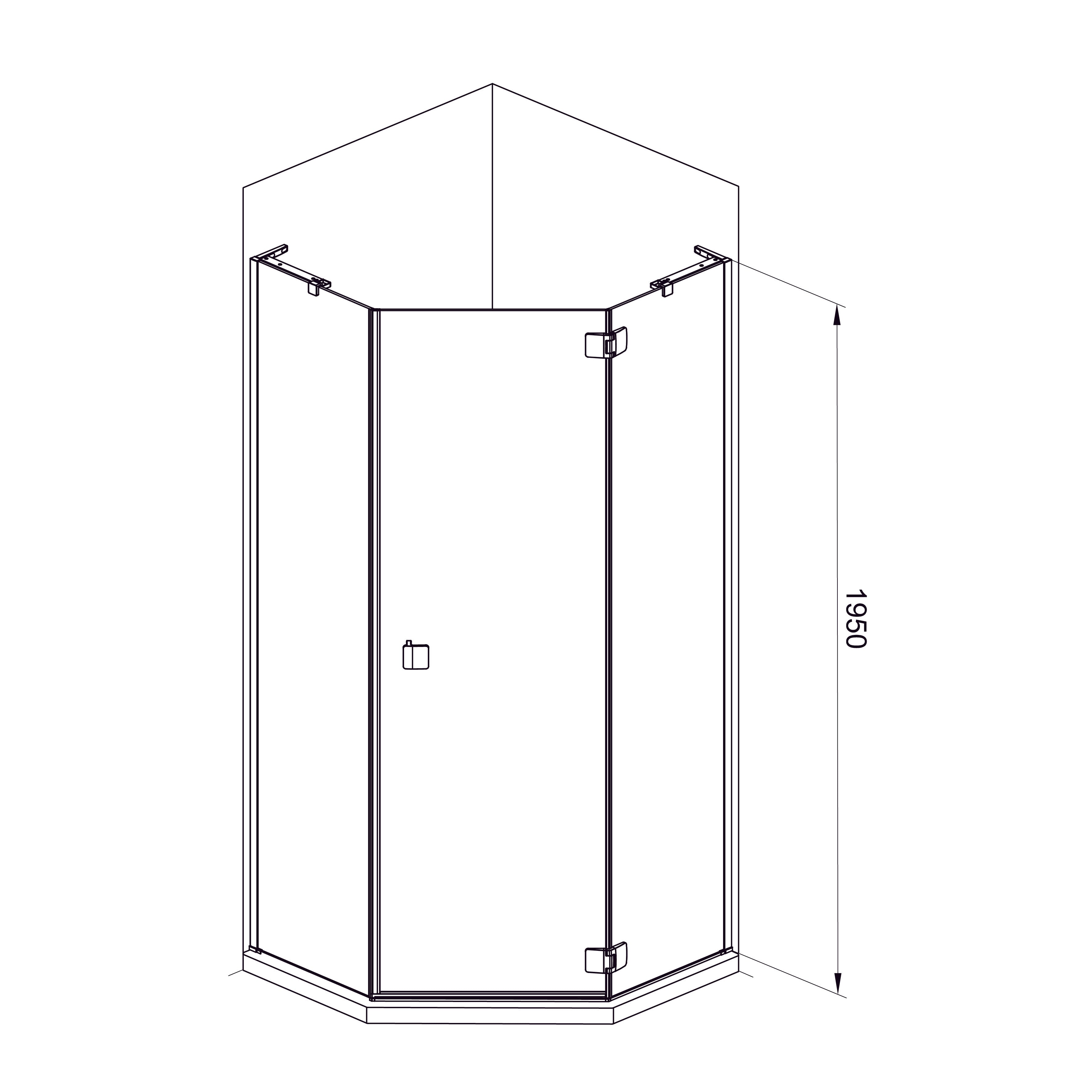 N90PС Душова кабіна NEON пентагональна Chrome 900x900x1950 мм скло 8мм прозоре (2 частини)