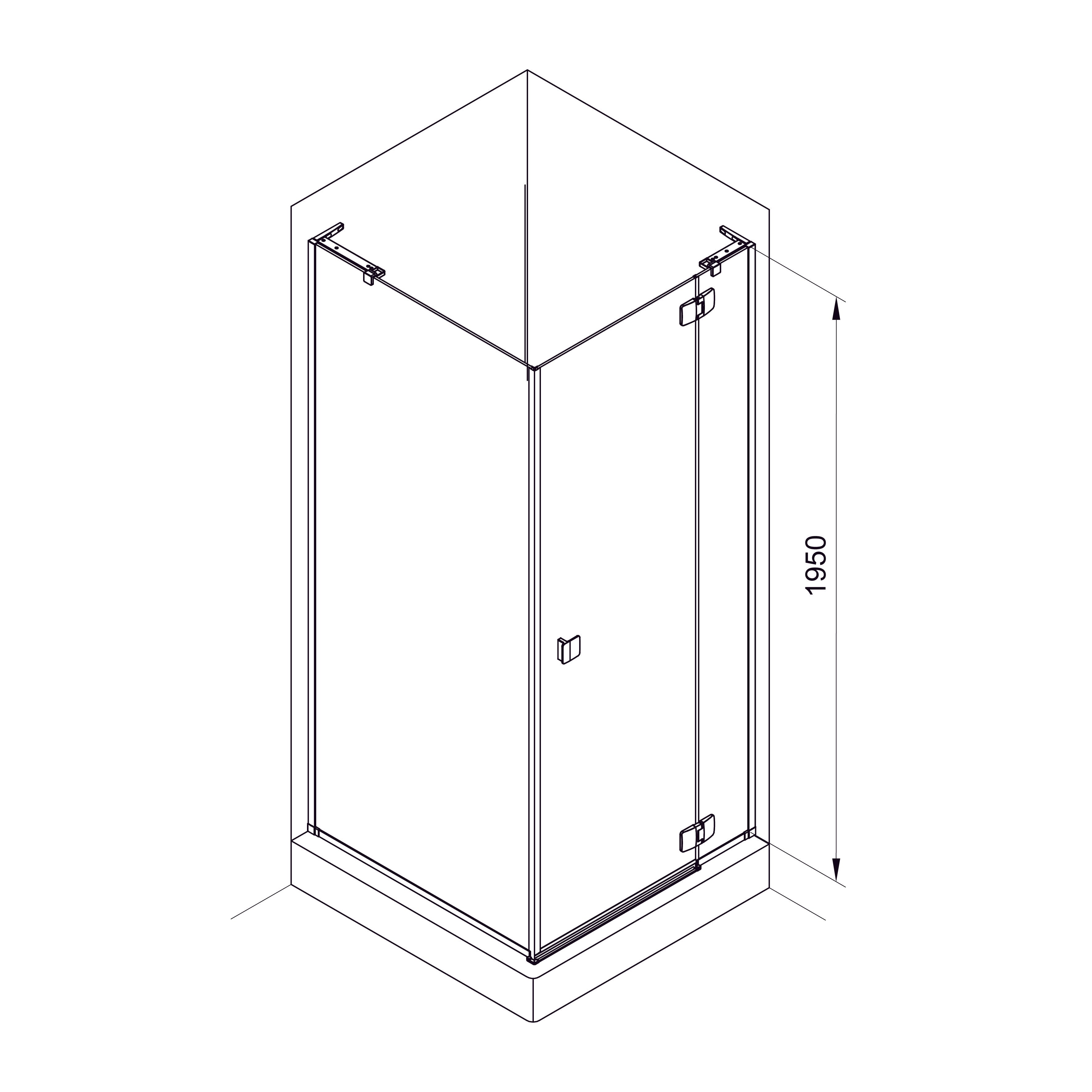N90KС Душова кабіна NEON квадратна Chrome 900x900x1950 мм скло 8мм прозоре (2 частини)