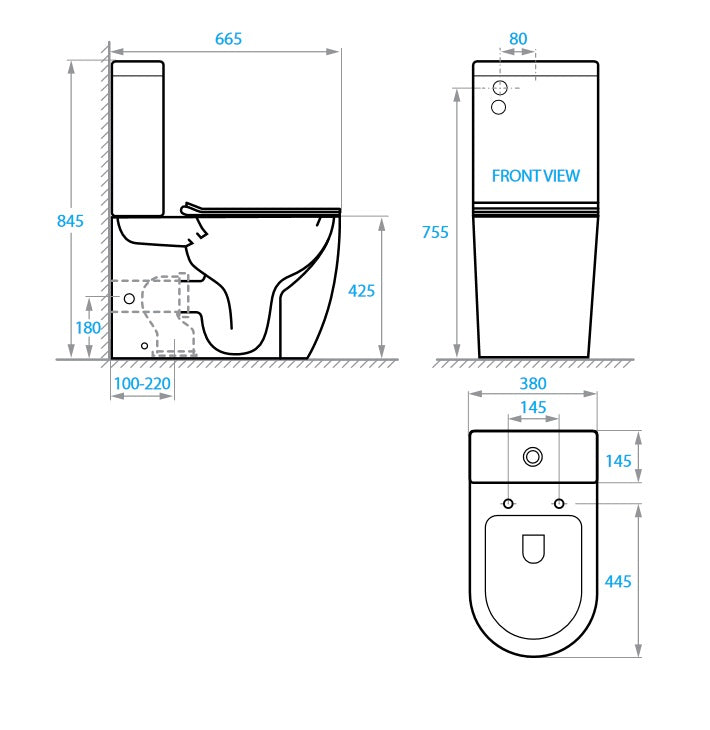Round WC-Kombination: Stand-WC mit Soft-Close-Sitz + Spülkasten