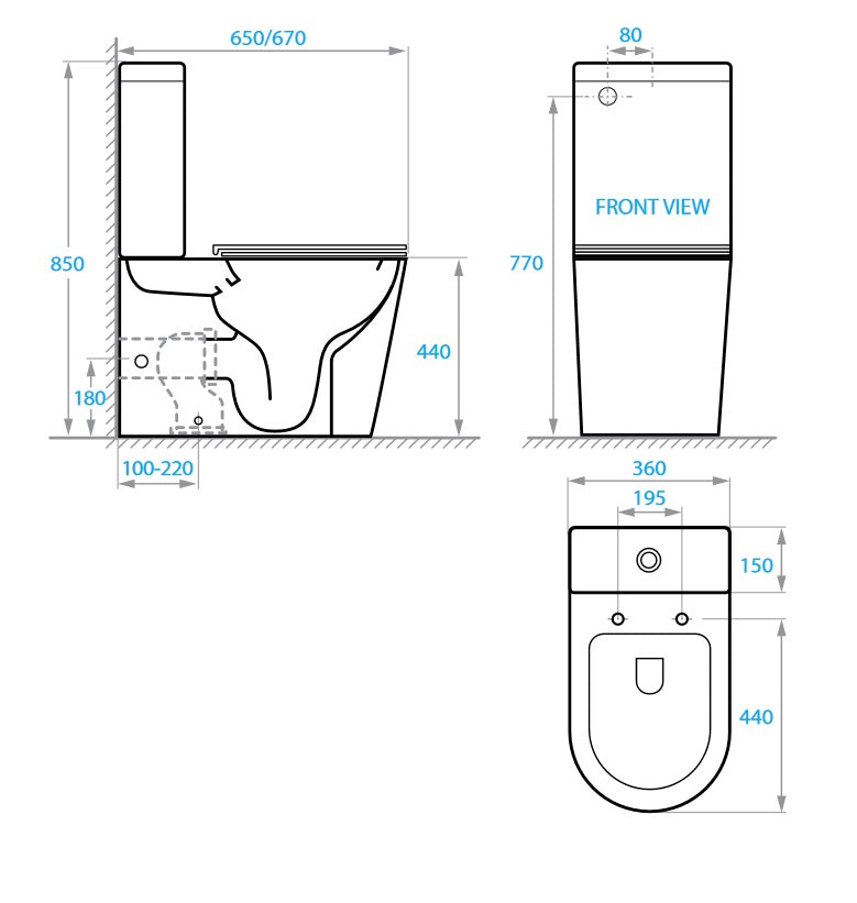 Orion compacto: inodoro de pie con asiento Soft-close + cisterna