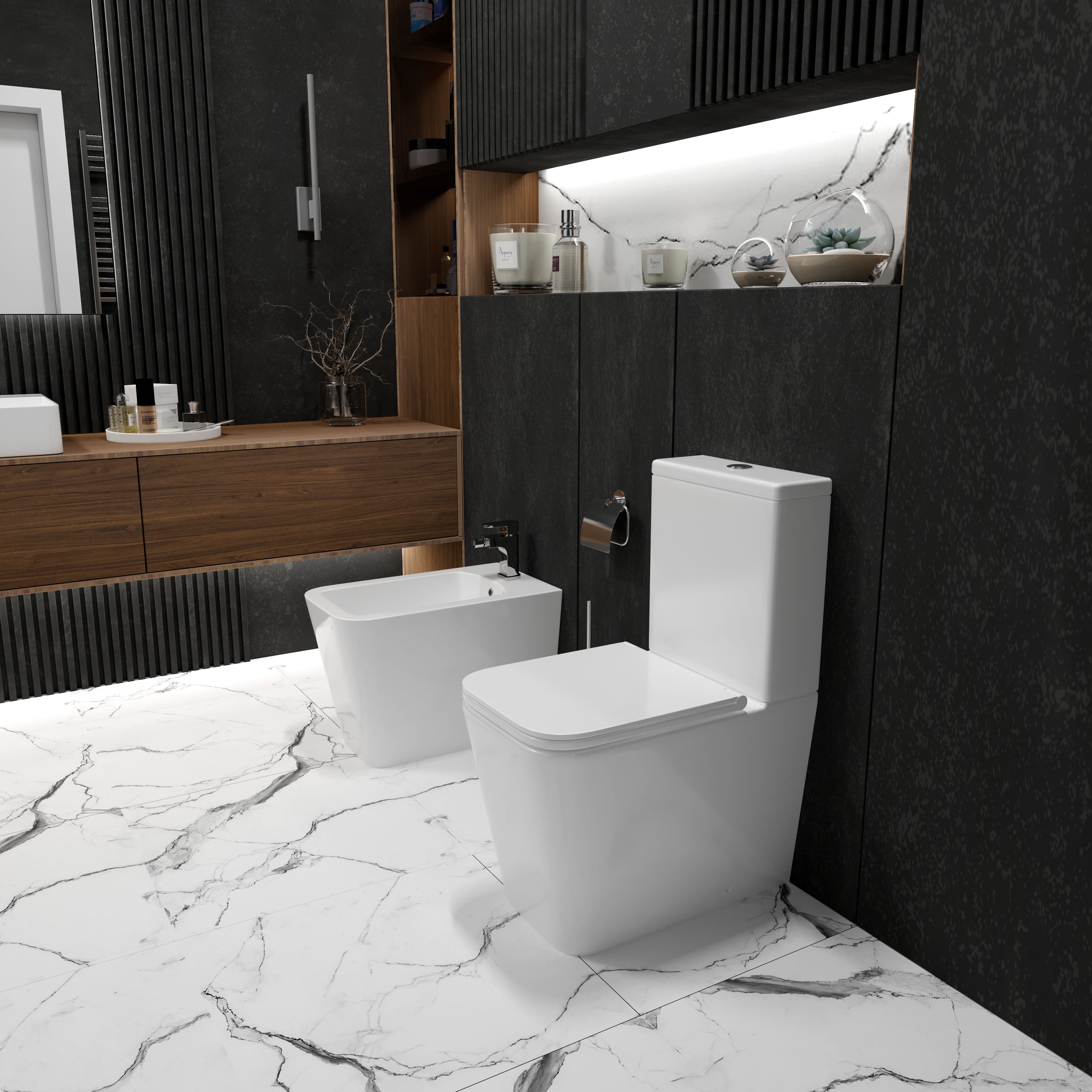 Kvadro Smart WC kombi: stojící WC se sedátkem Soft-close + nádržka (splachování Tornado)