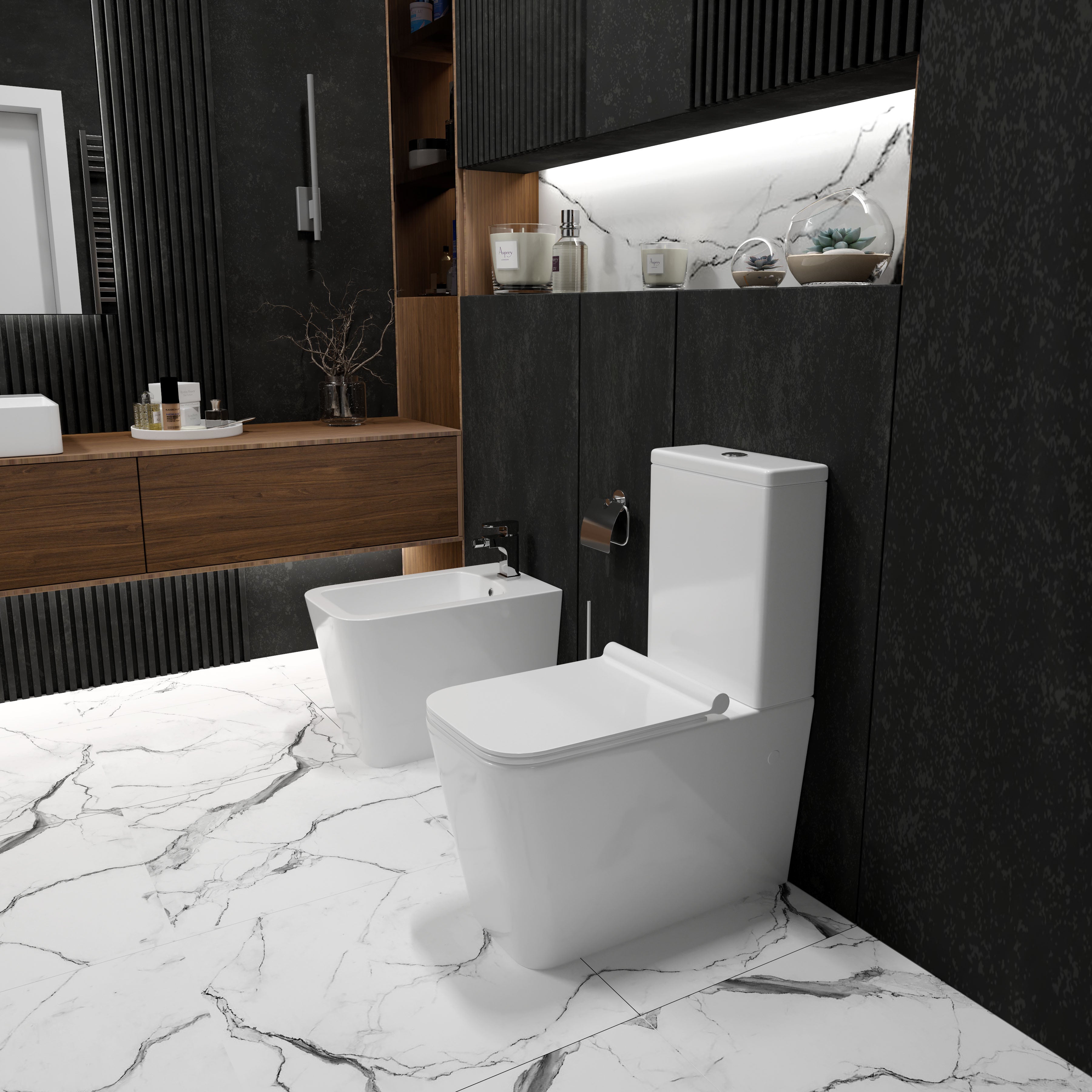Kvadro WC-Kombination: Stand-WC mit Soft-Close-Sitz + Spülkasten