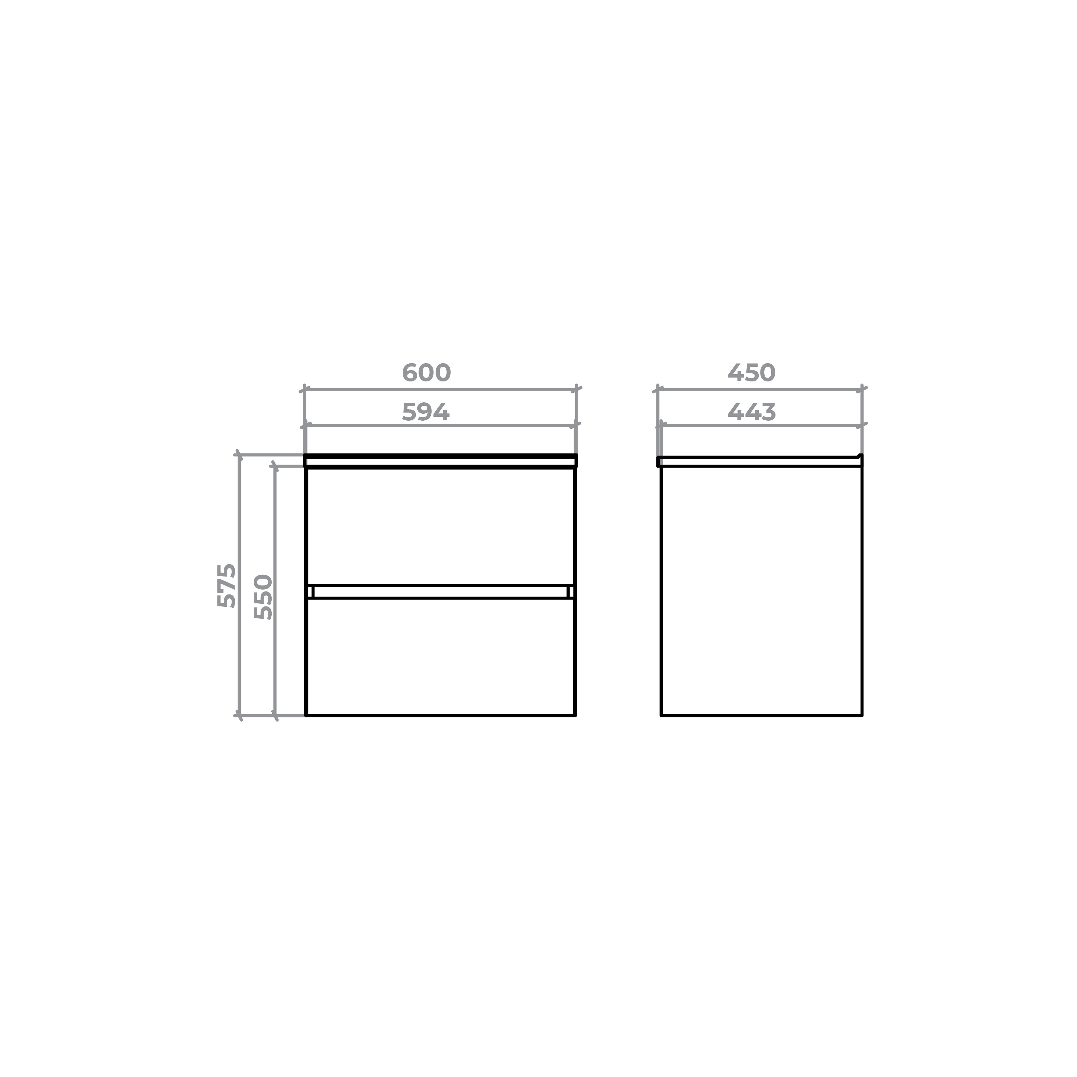 Тумба консольна NEON CUBE 600 (біла) з умивальником GLR 60