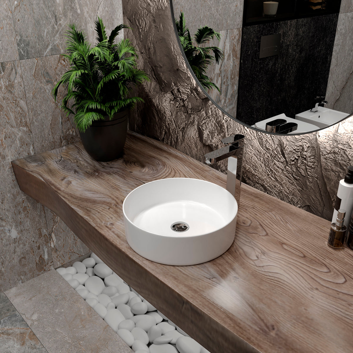 Round Arc countertop washbasin 355x355 mm