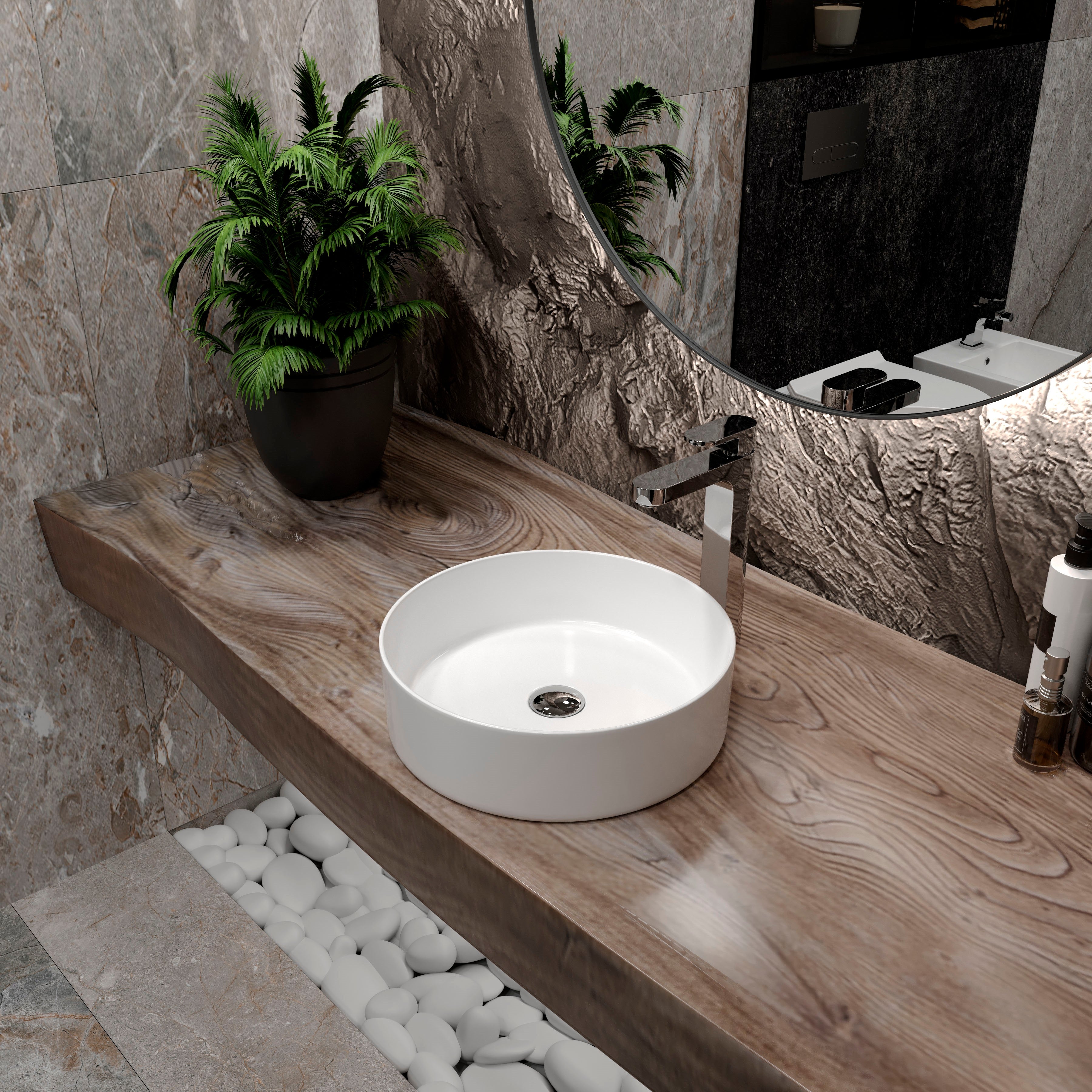 Round Arc countertop washbasin 355x355 mm