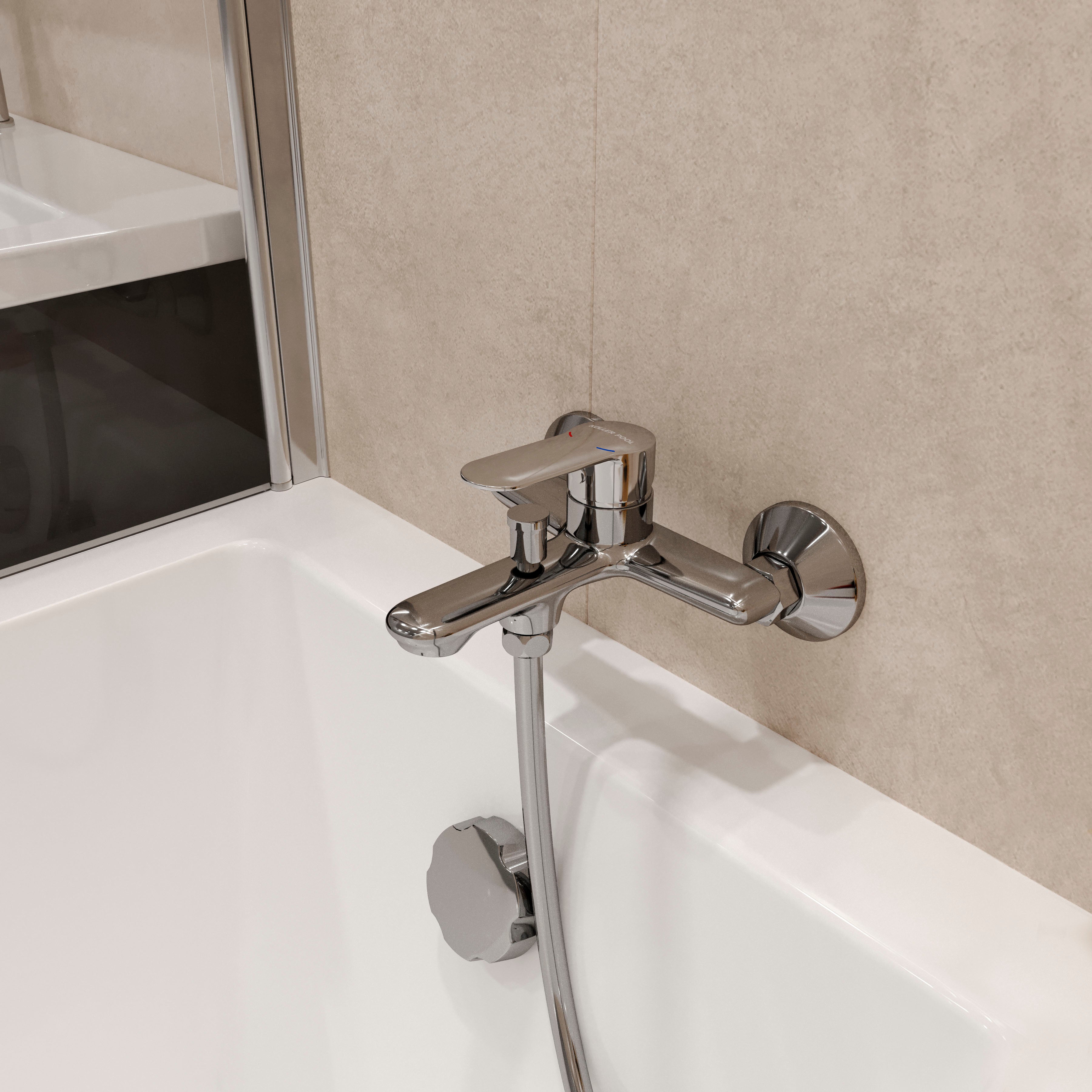 Line bathtub faucet