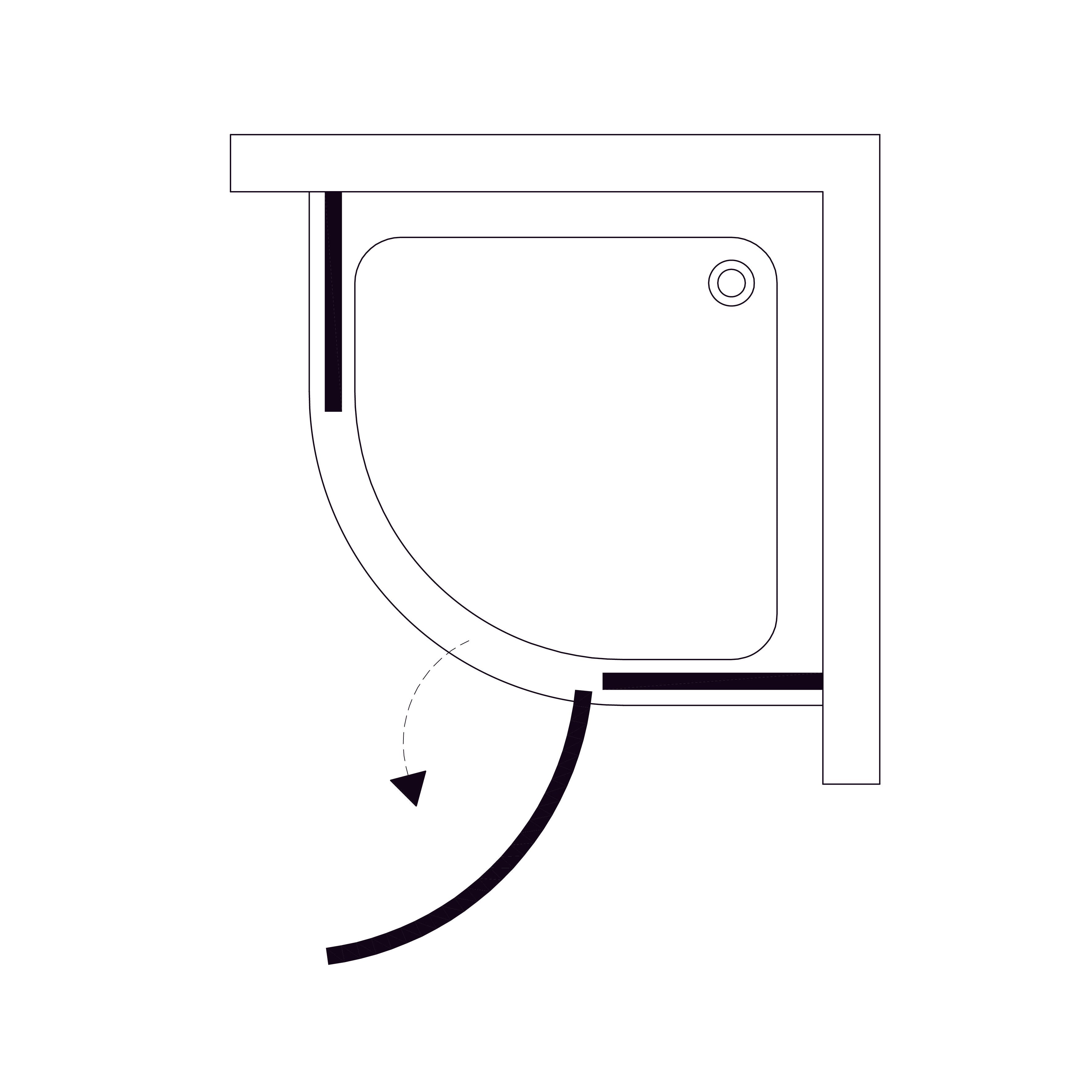 K90RC-1 Душова кабіна KVADRO напівкругла 900x900x1950 мм скло прозоре
