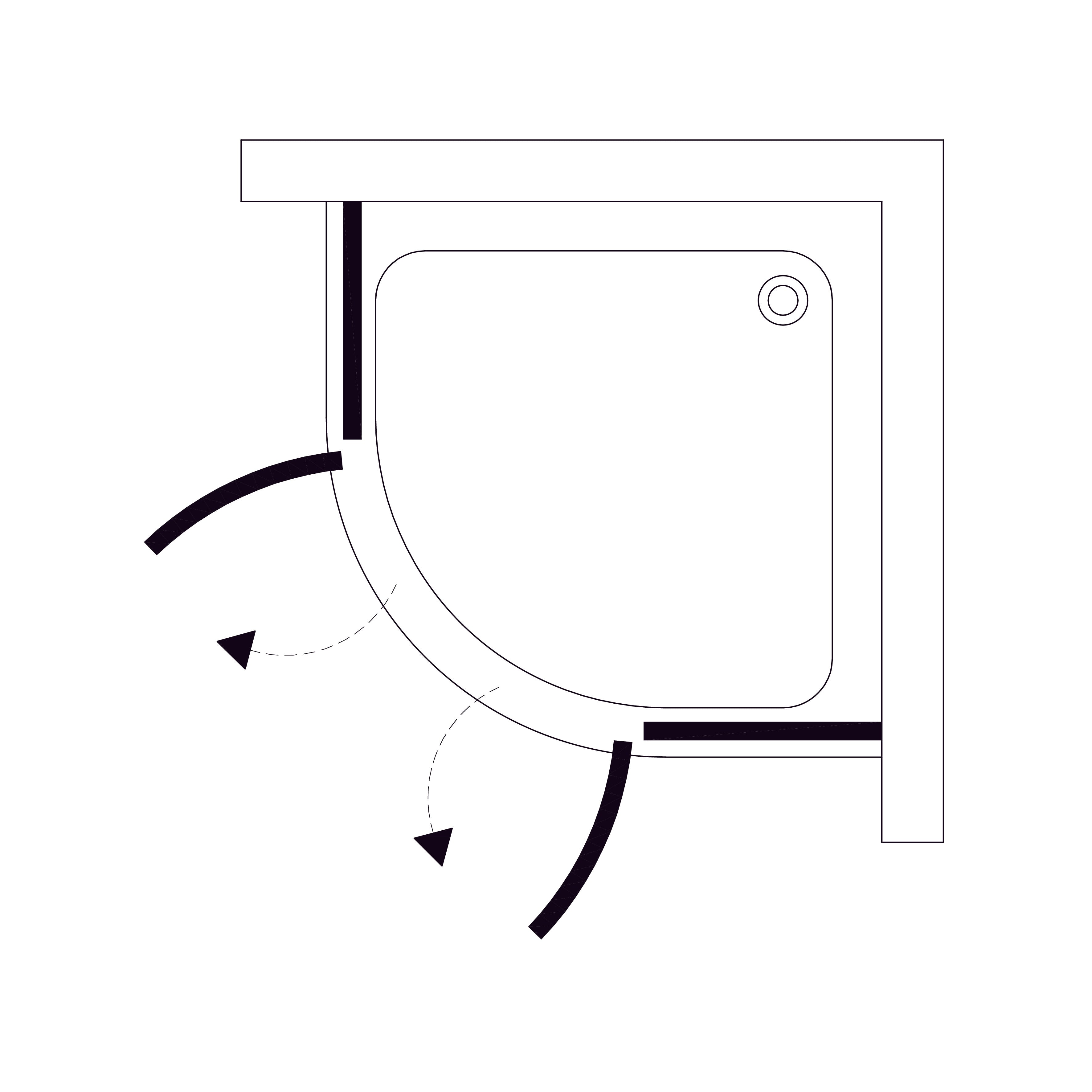 K90RC-2 Душова кабіна KVADRO напівкругла 900x900x1950 мм скло прозоре