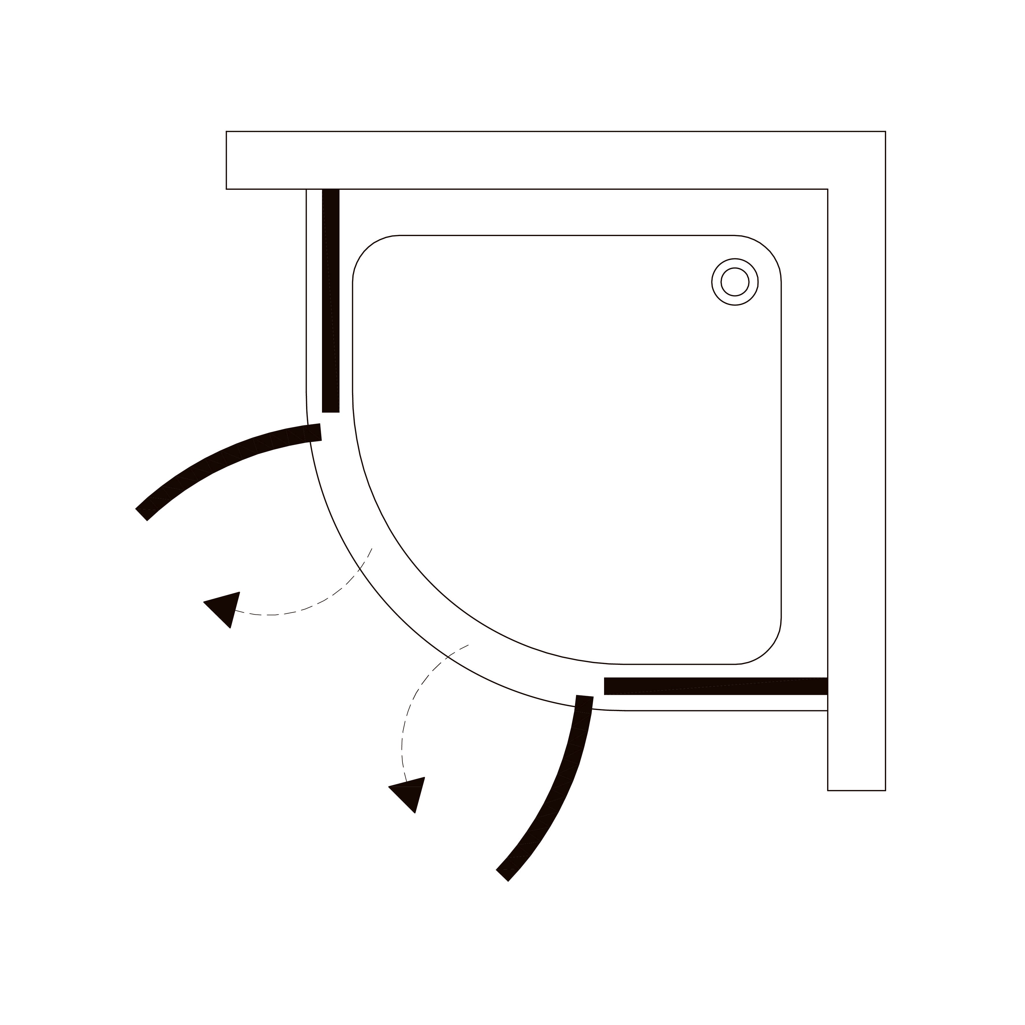 K90RC-2 Cabina de ducha KVADRO semicircular 900x900x1950 mm cristal clear