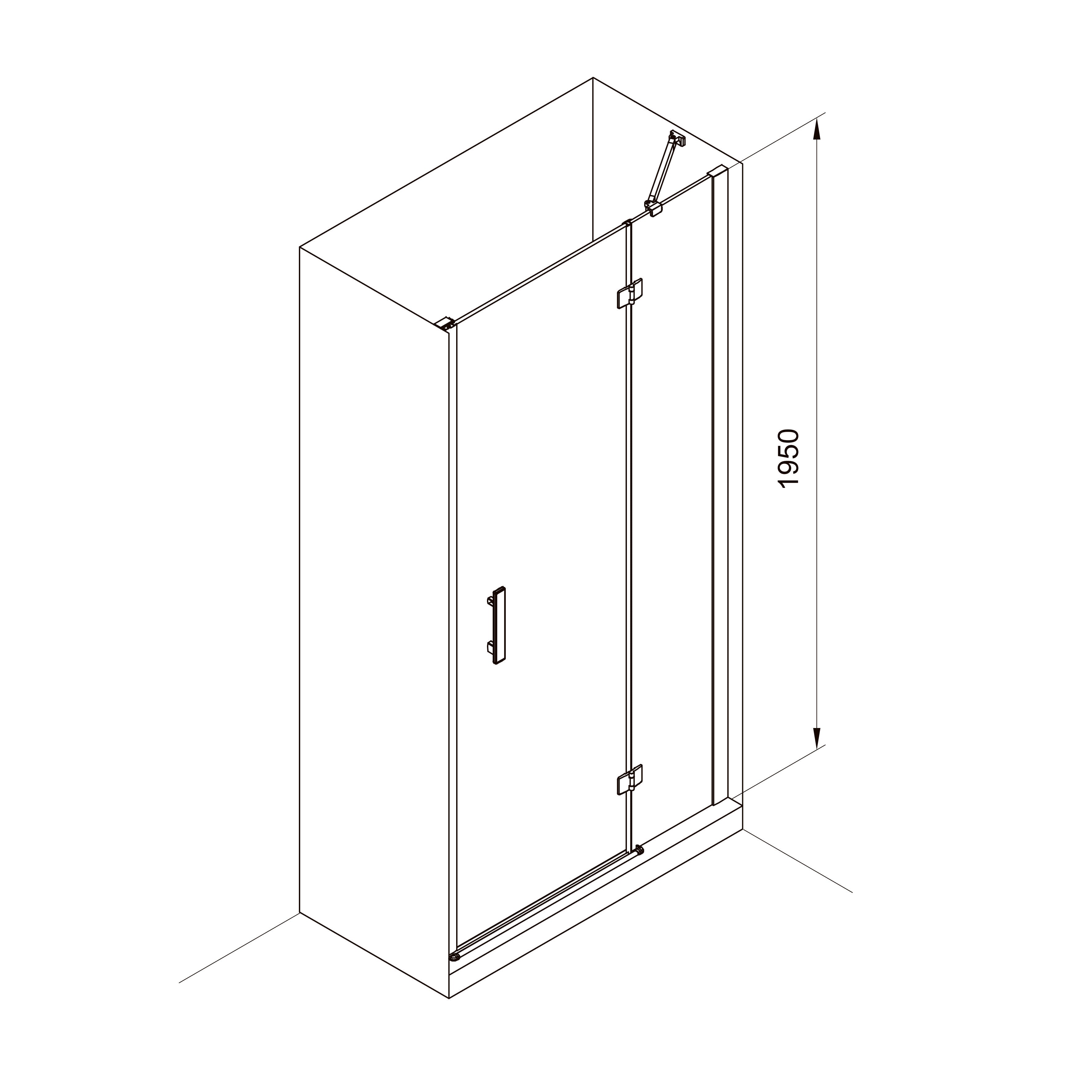 K90DC Puerta de ducha Kvadro 900x1950 mm cristal clear