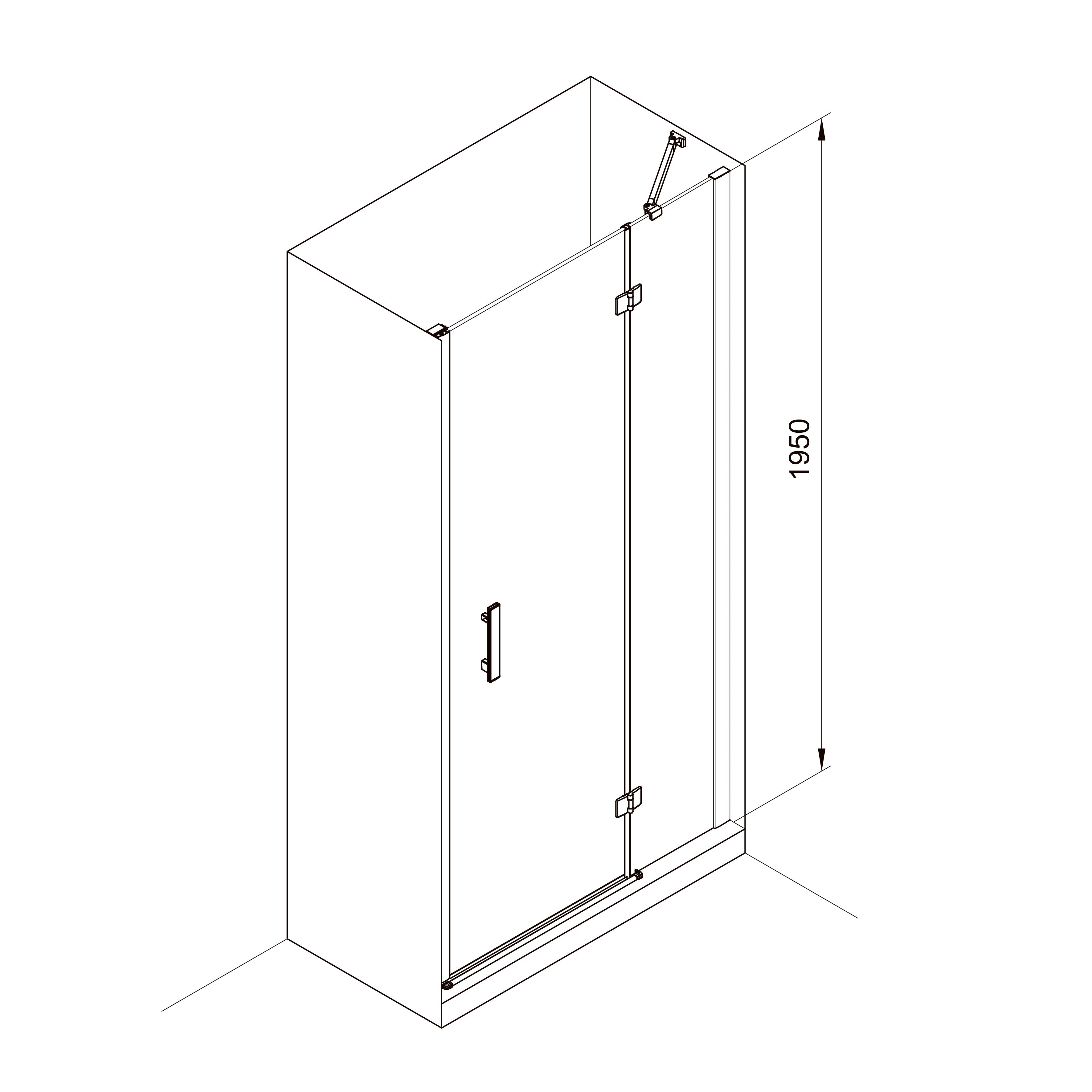 K100DC Puerta de ducha Kvadro 1000x1950 mm Cromo cristal clear