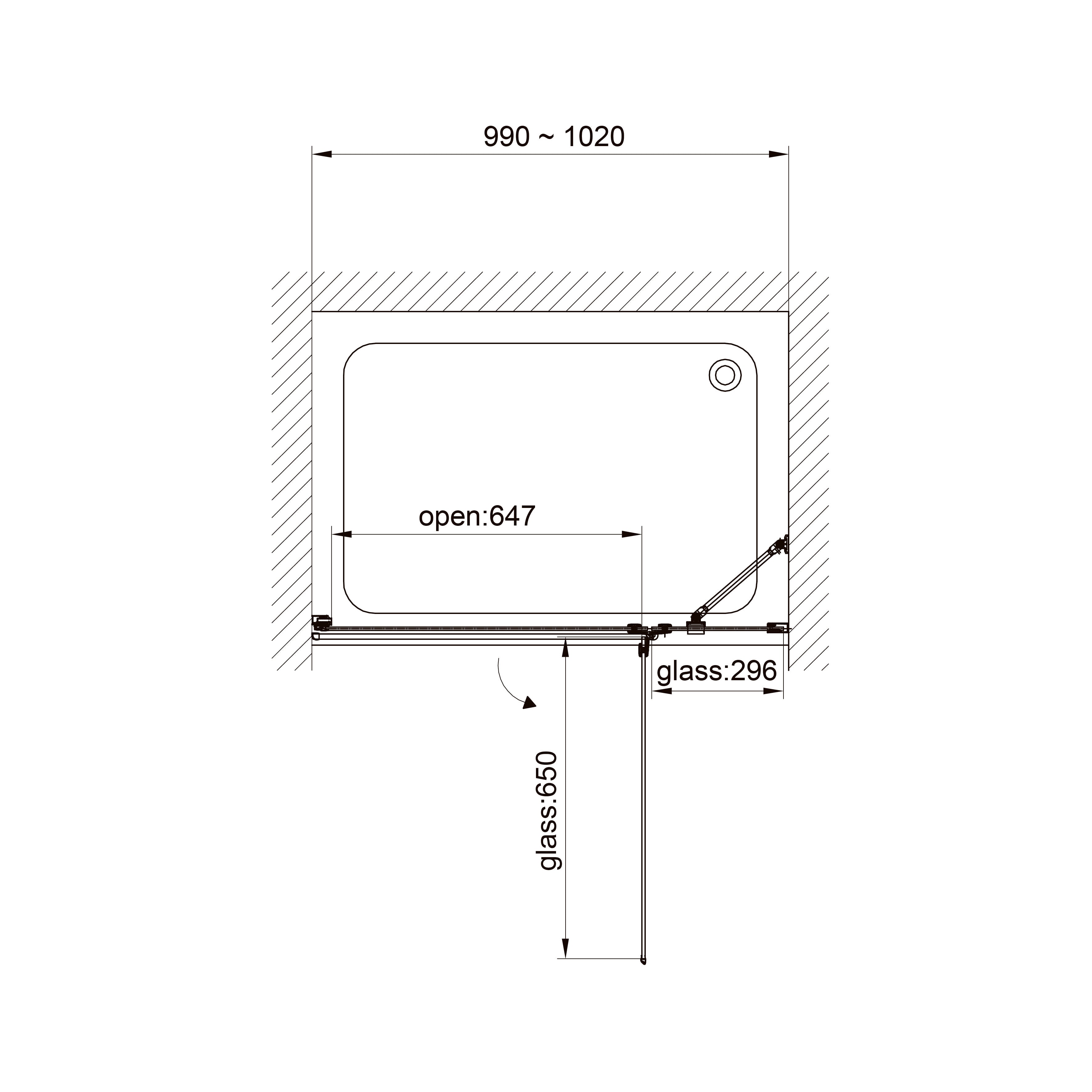 K100DC Puerta de ducha Kvadro 1000x1950 mm Cromo cristal clear