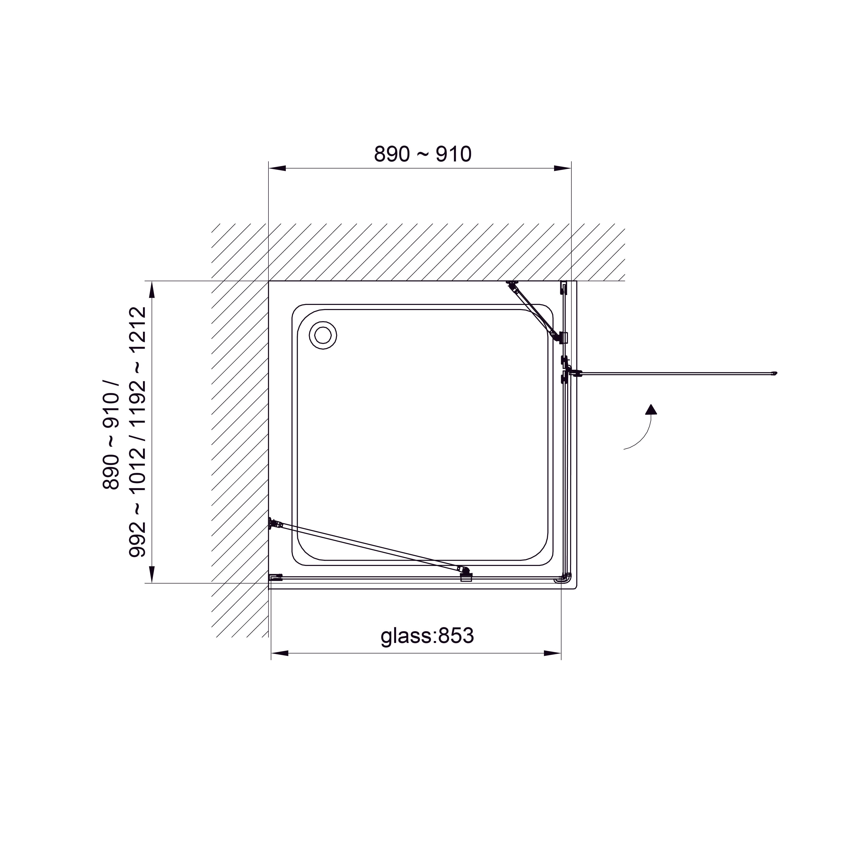 K90PC Бокова панель KVADRO 900х1950 мм скло прозоре