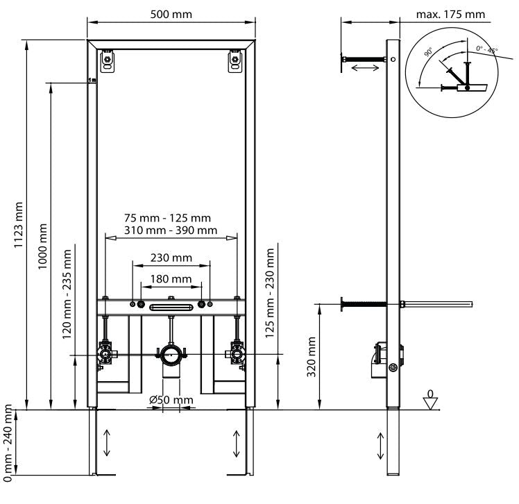 Dune bidet instalacja do bidetu (stalowa obudowa z akcesoriami)