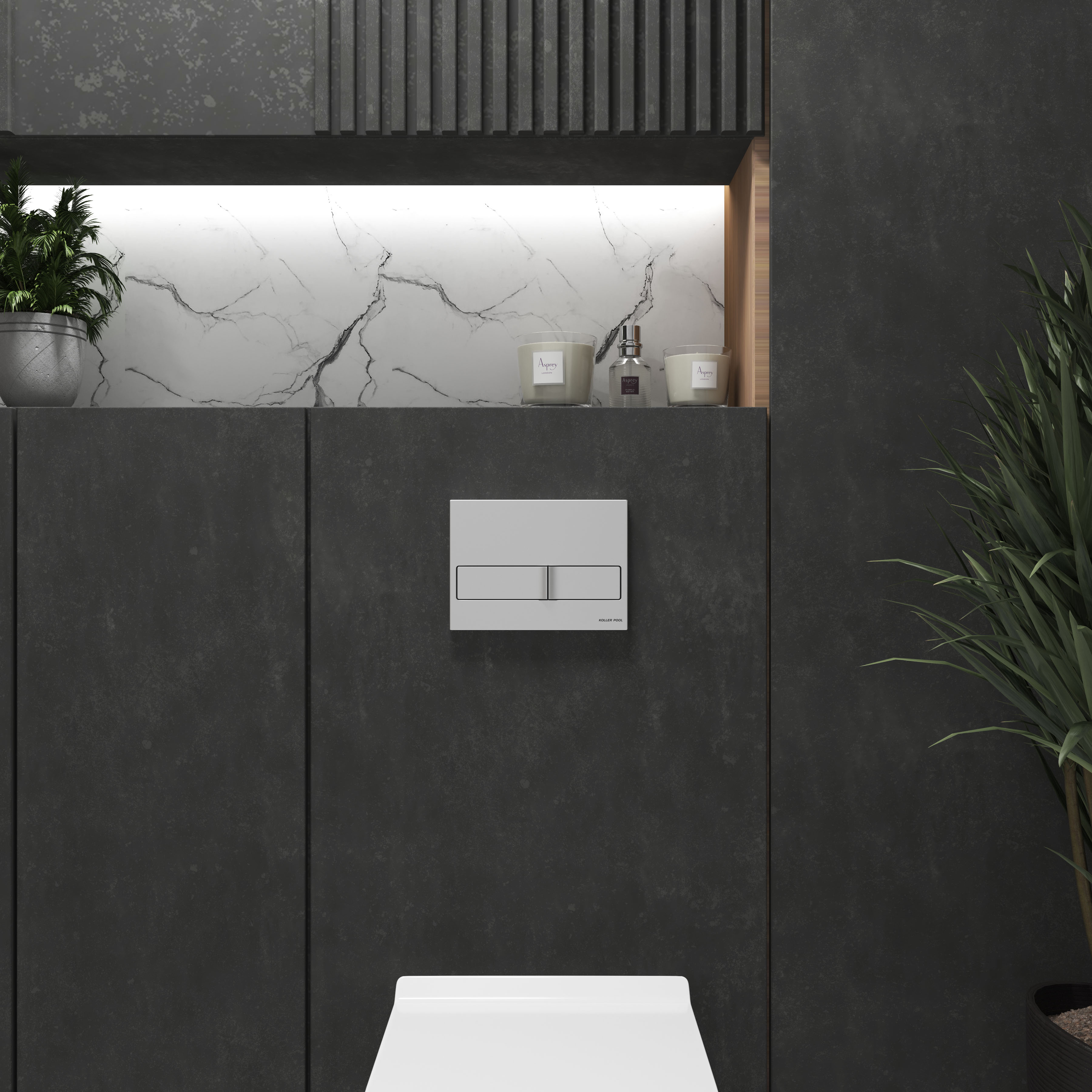 Neon flush plate, matte chrome