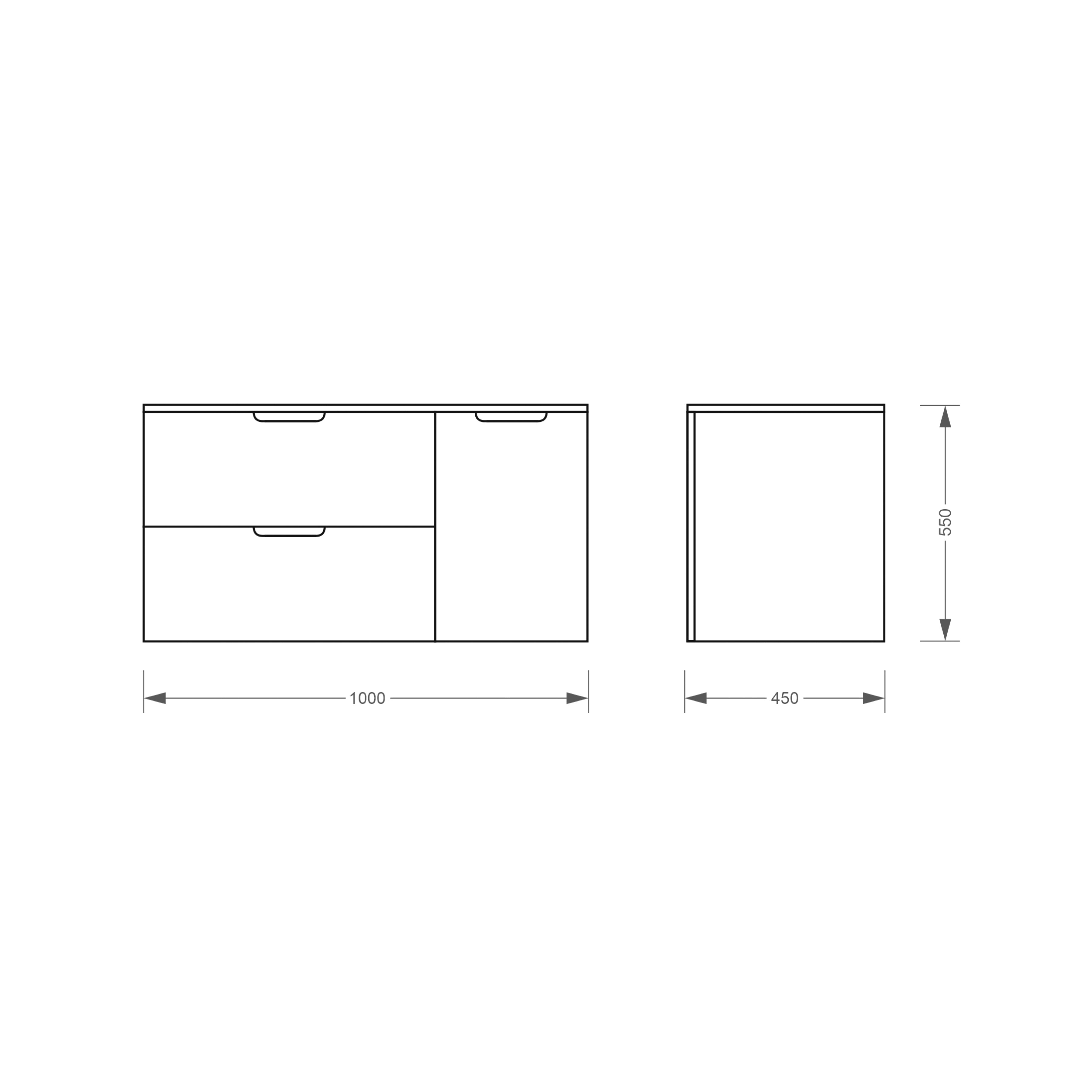 Konzolová skříňka bílá se dvěma zásuvkami a košem na prádlo Aqua New