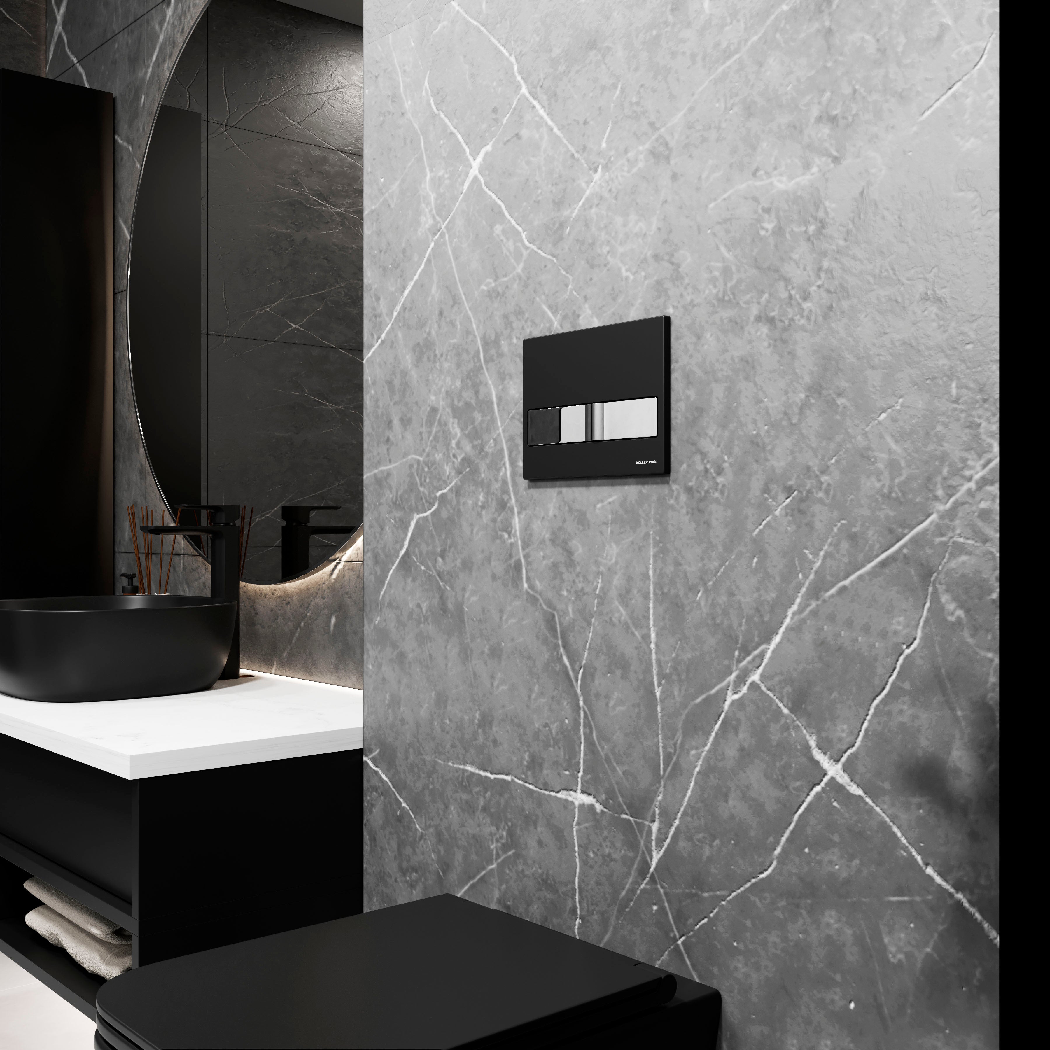 Neon przycisk spłukujący czarny/chrom