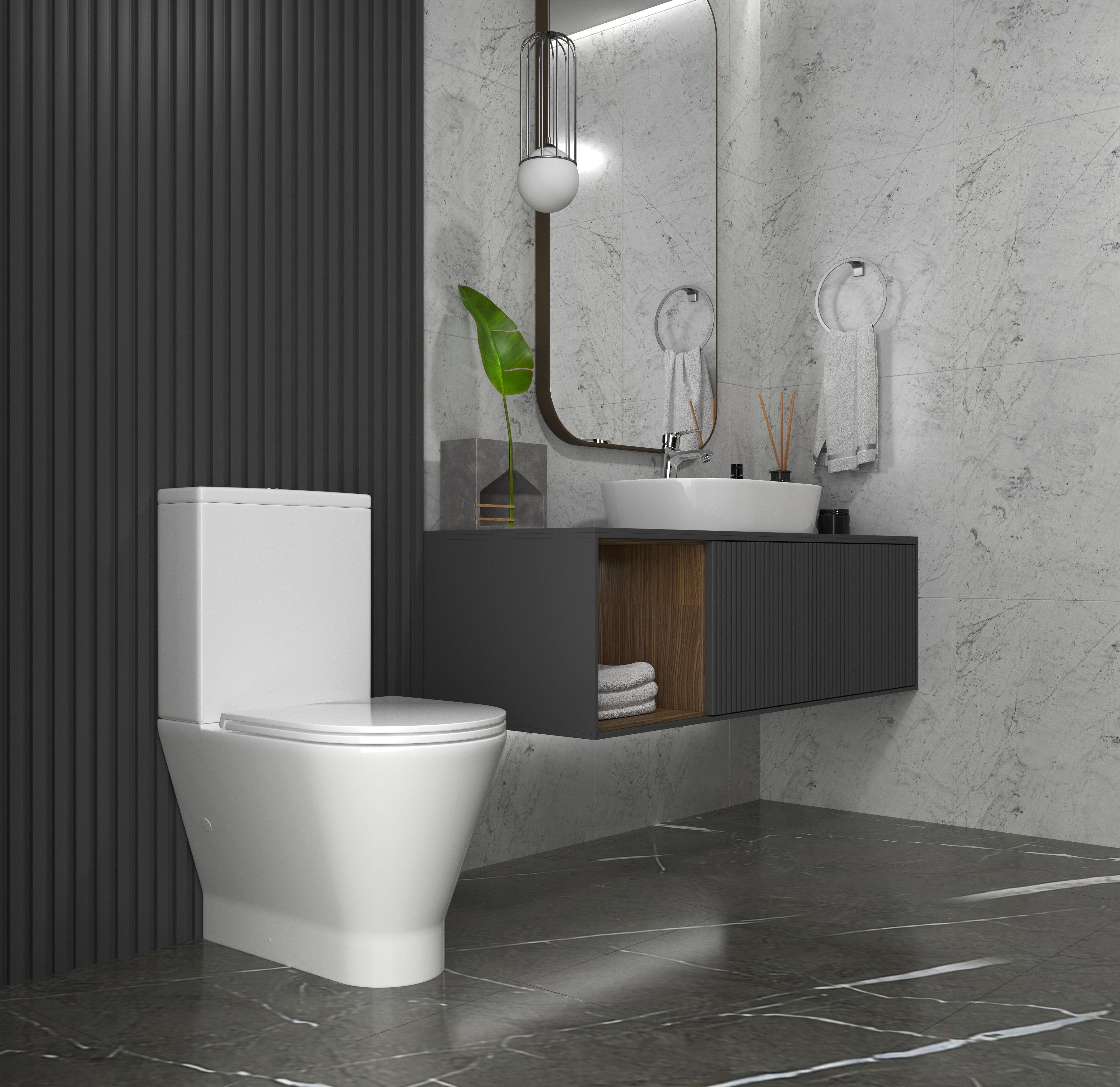 Twist Compact: floor-standing toilet with Soft-close seat + cistern