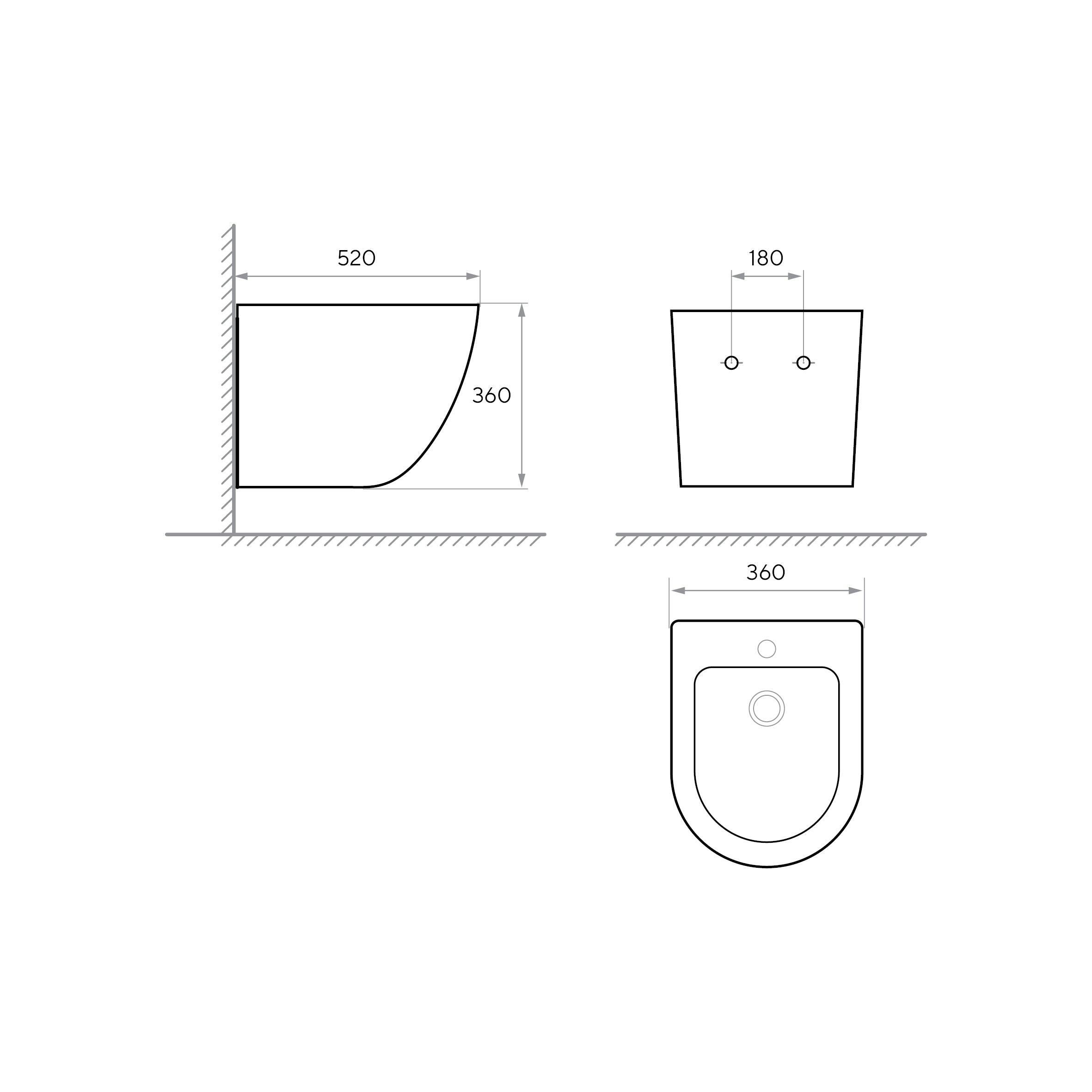 Round wall-hung bidet