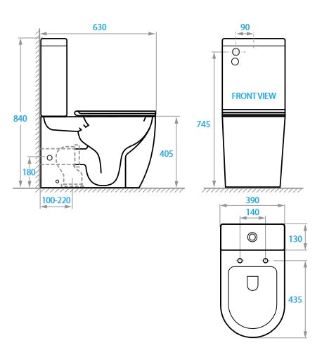 Round Smart Compact: floor-standing toilet with Soft-close seat + cistern, Tornado flush