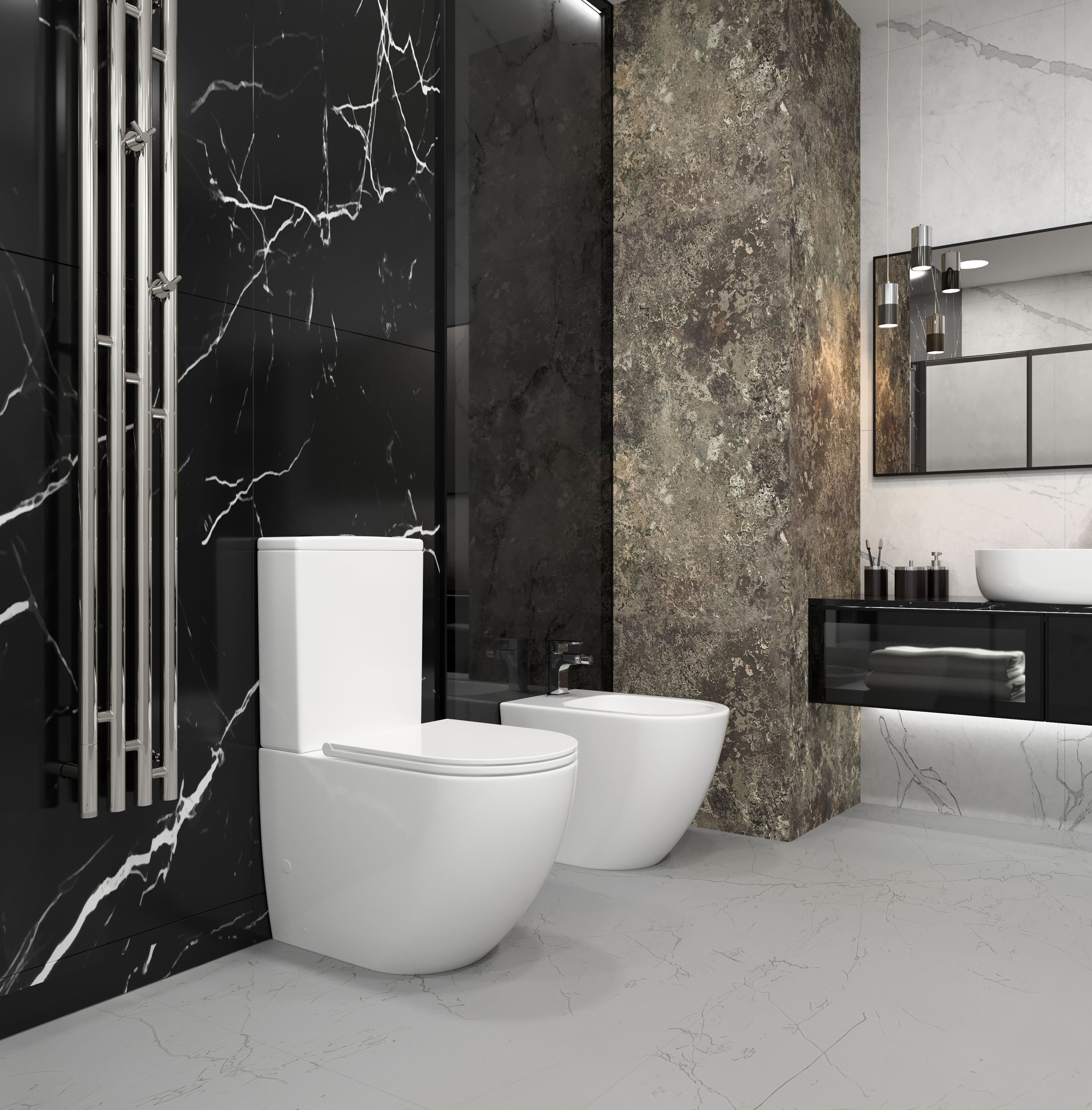 Round Smart Compact: floor-standing toilet with Soft-close seat + cistern, Tornado flush