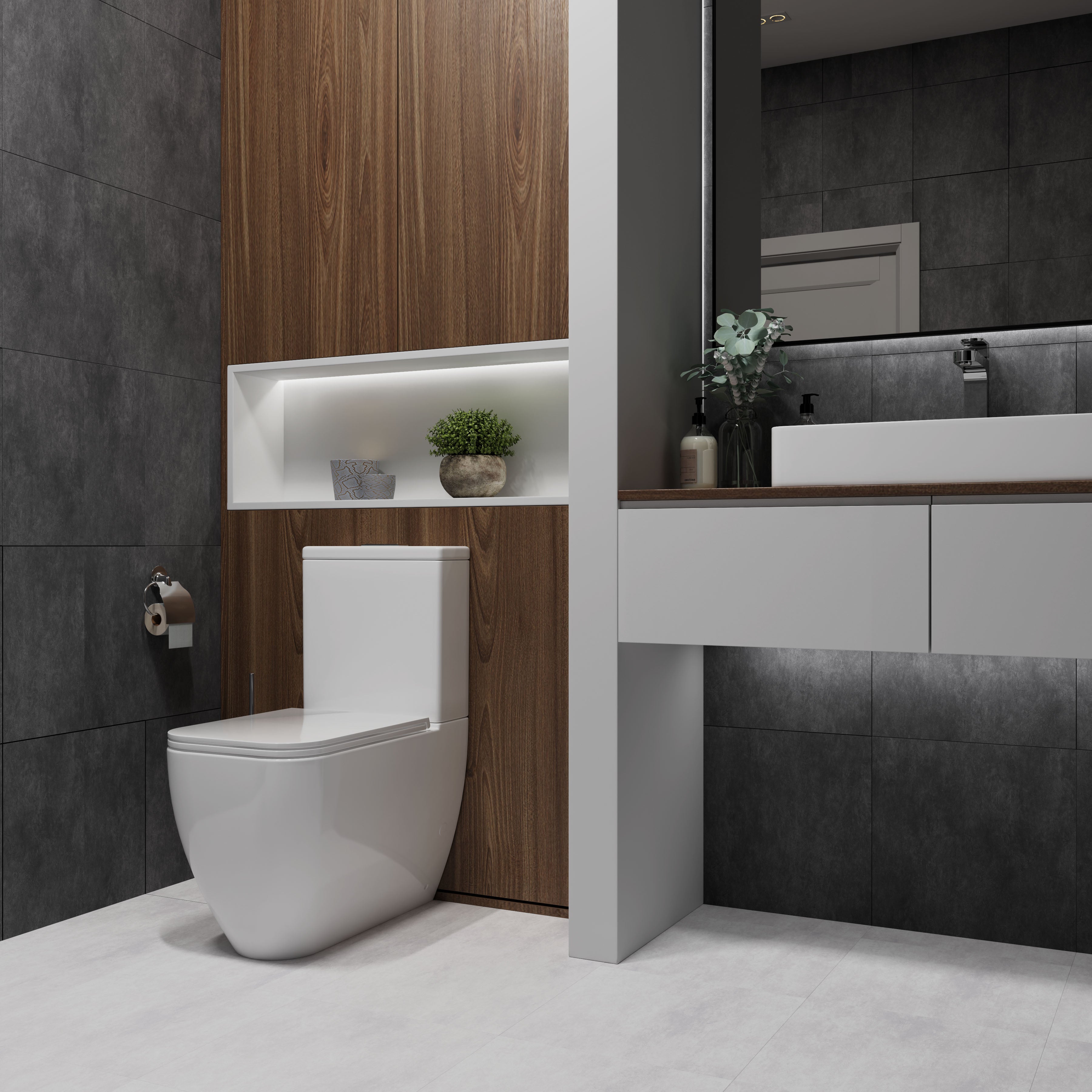 Aqua WC kombi: stojící WC se sedátkem Soft-close + nádržka, splachování Tornado