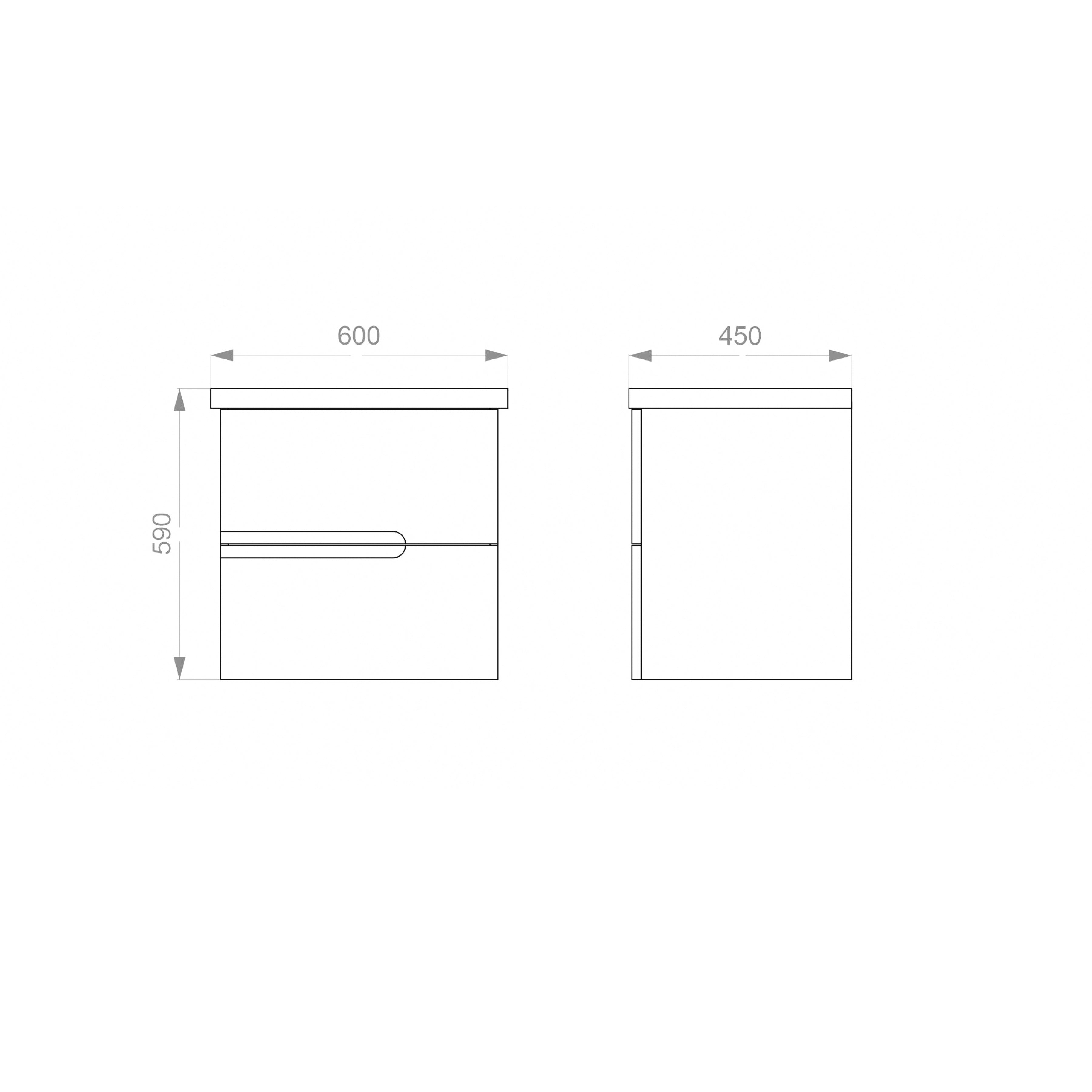 Grace 600 mueble suspendido con lavabo (blanco brillante)