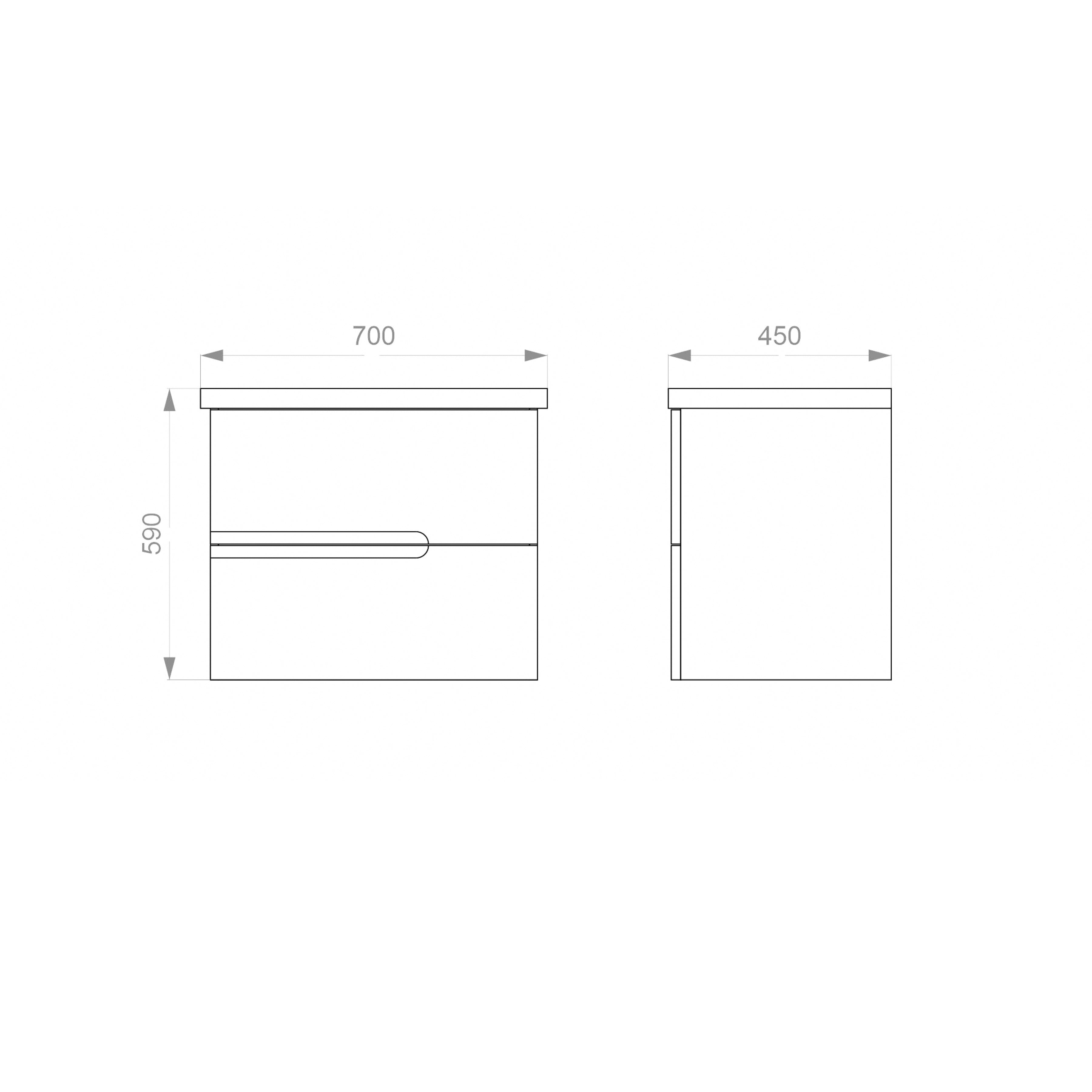 Grace 700 mueble suspendido con lavabo (blanco brillante)