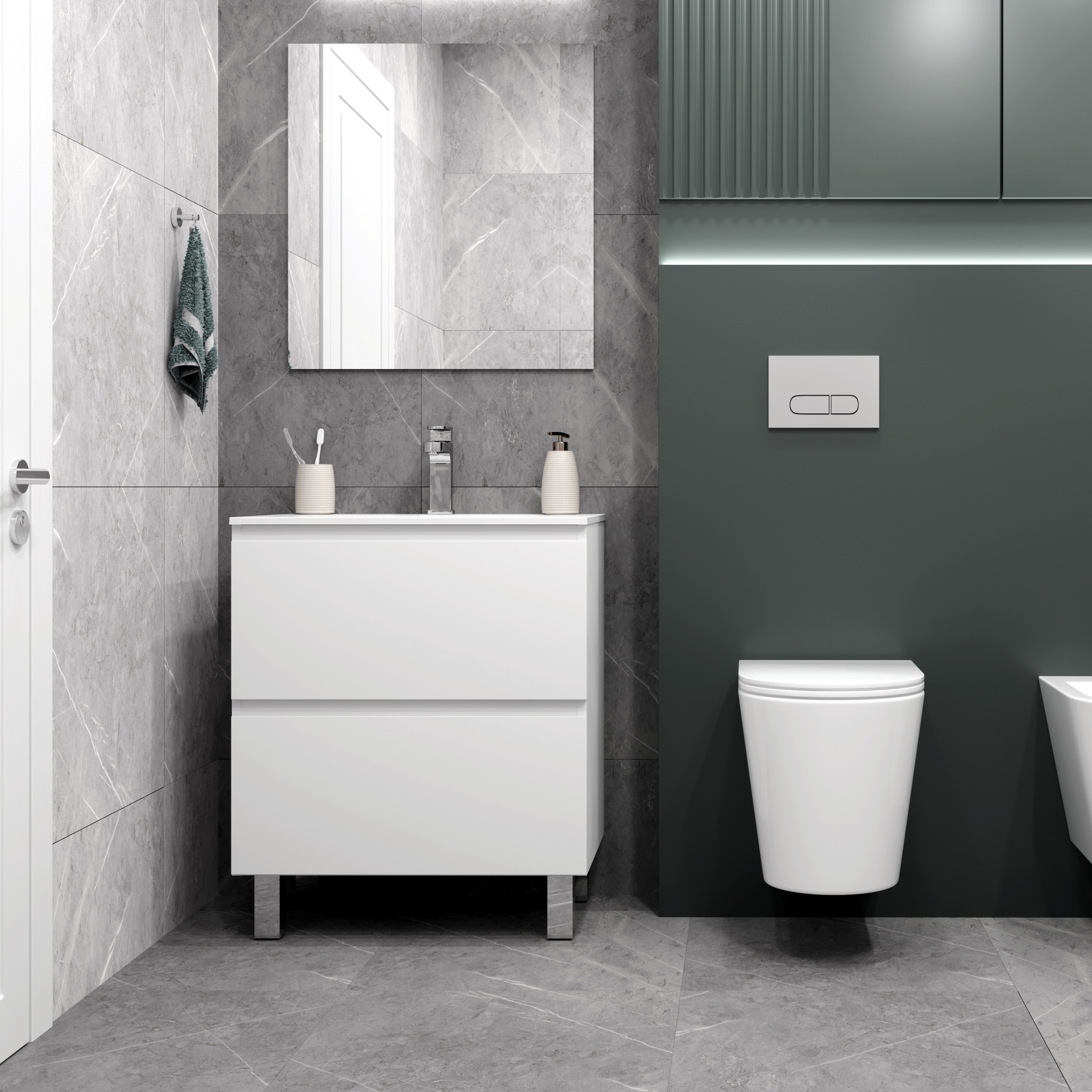 Stojící skříňka Edge New 700 (bílá) s umyvadlem