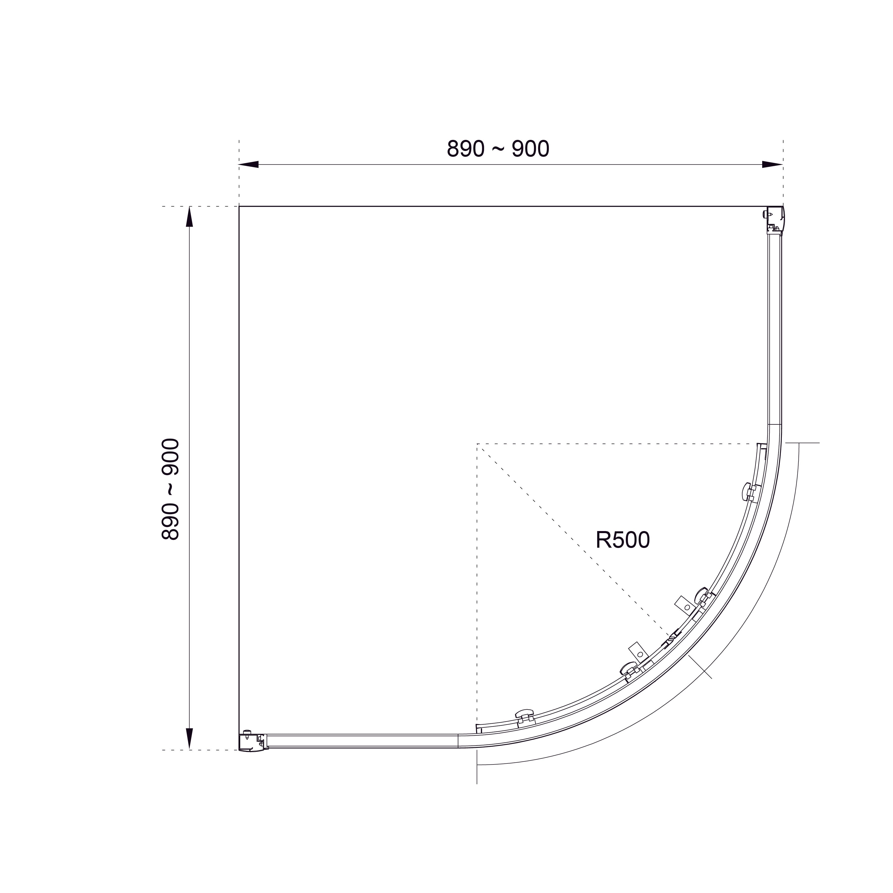 RNP90BGR Душова кабіна напівкругла ROUND PRO Black matt 900x900x1950 скло 6мм GREY (двері розсувні)