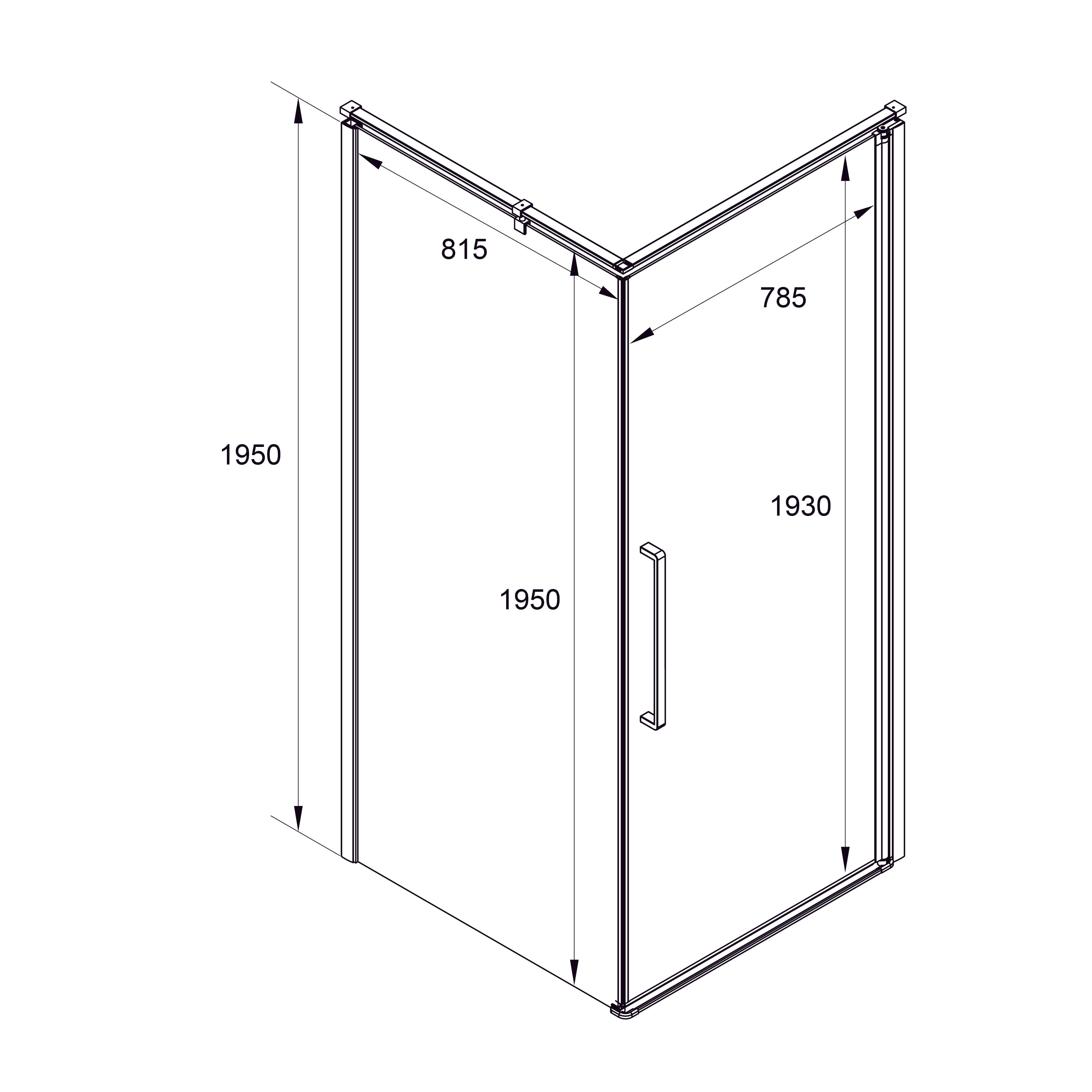 AQP90CC Sprchový kout čtvercový Aqua Pro Chrome 900x900x1950 sklo 6mm clear (otevírací dveře)