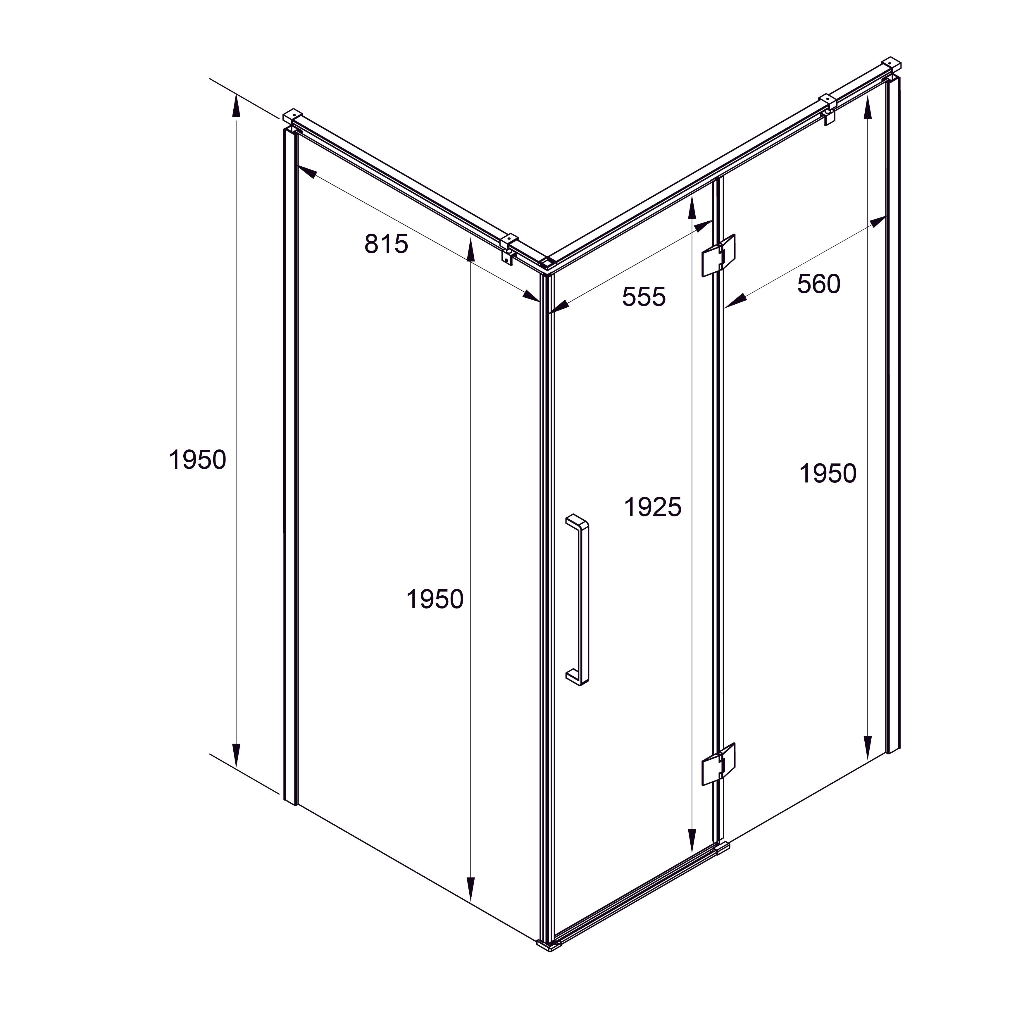 AQP120CC Cabina de ducha rectangular Aqua Pro Cromo 1200x900x1950, cristal 6mm clear (puertas abatibles)