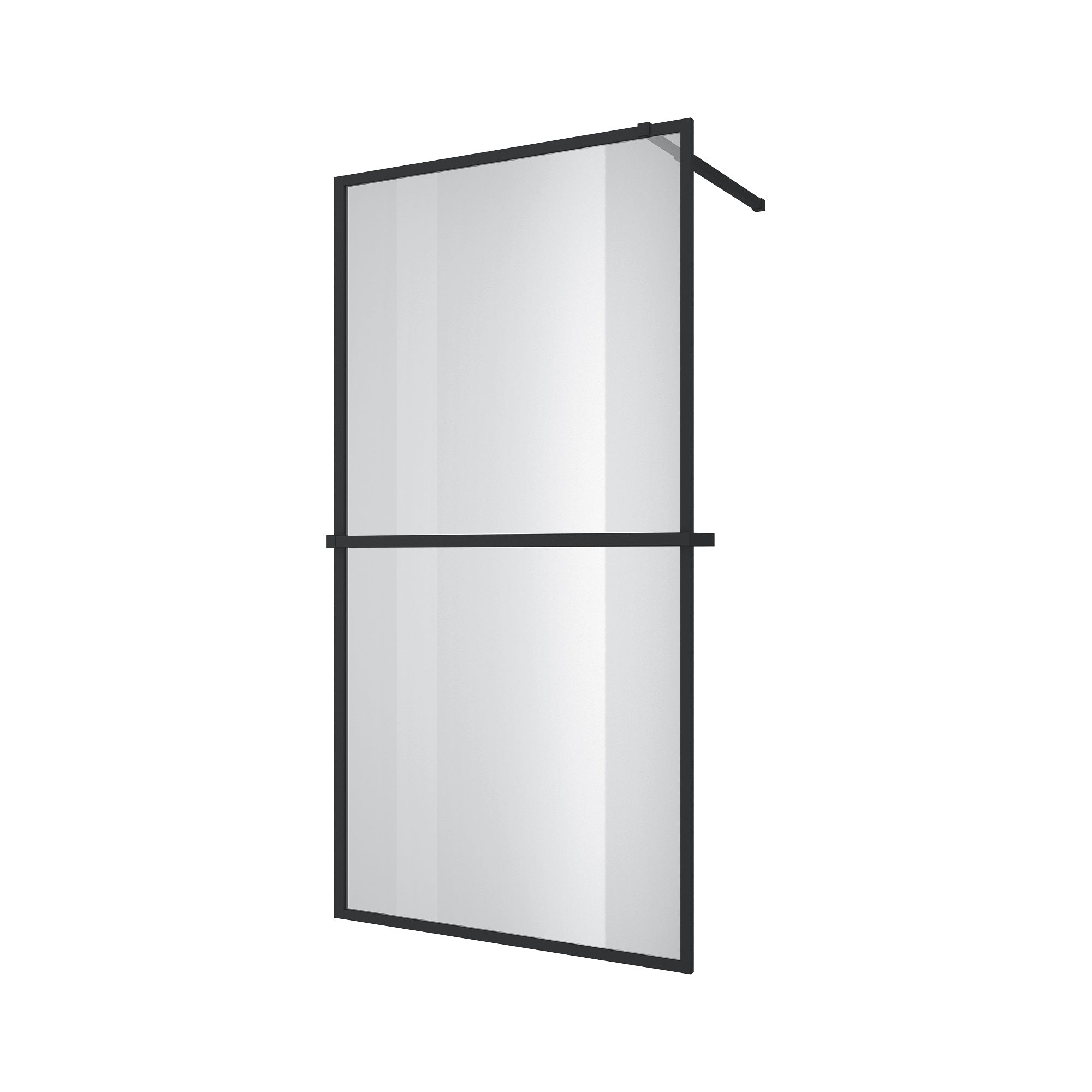 AQWB70120C Sprchová stěna profilová Aqua Walk-IN Black matt 1000x1950x(700-1200) sklo 8mm clear s držákem na ručníky