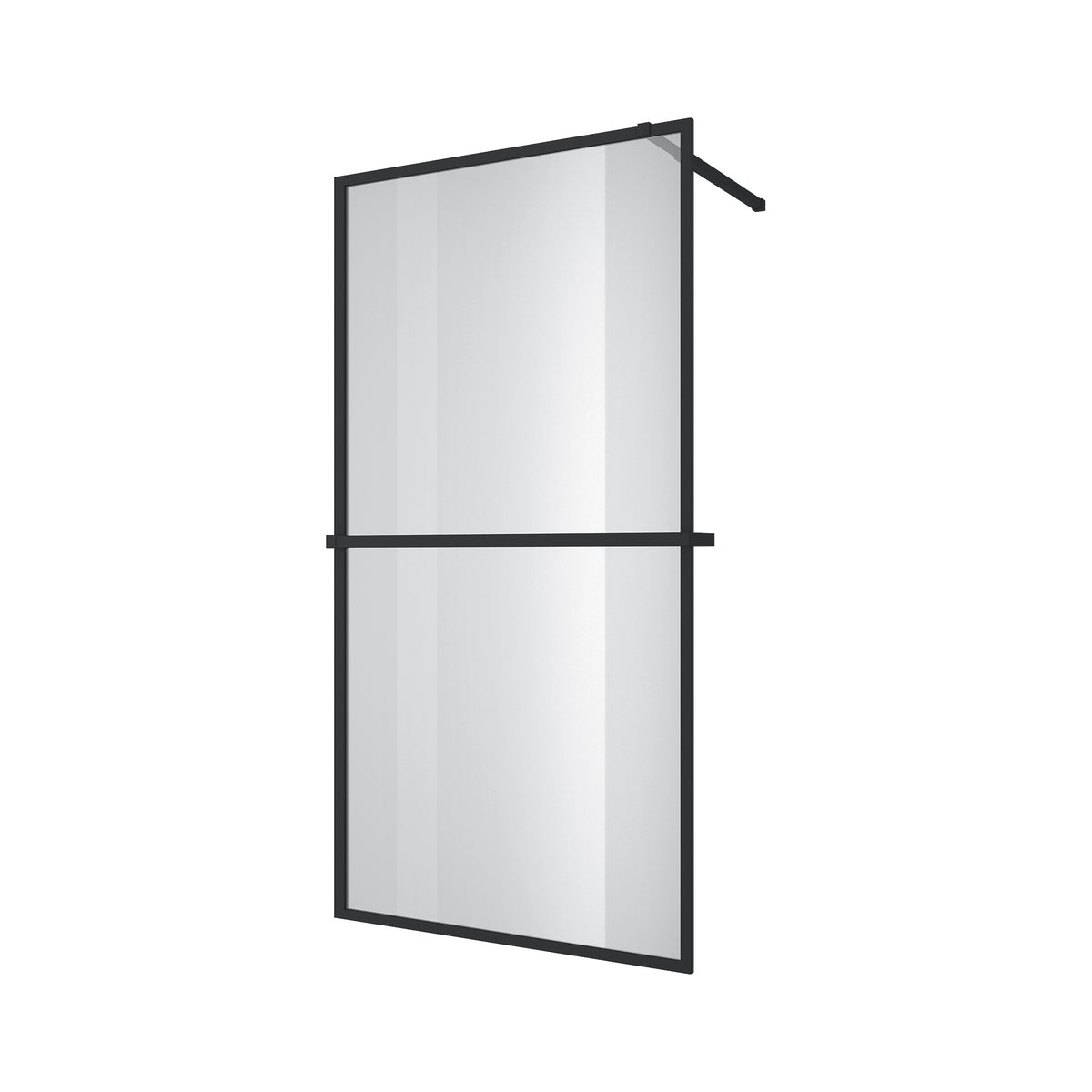 AQWB70120С Aqua Walk-IN shower wall profile matt black 1000x1950x(700-1200) 8mm clear glass with towel holder