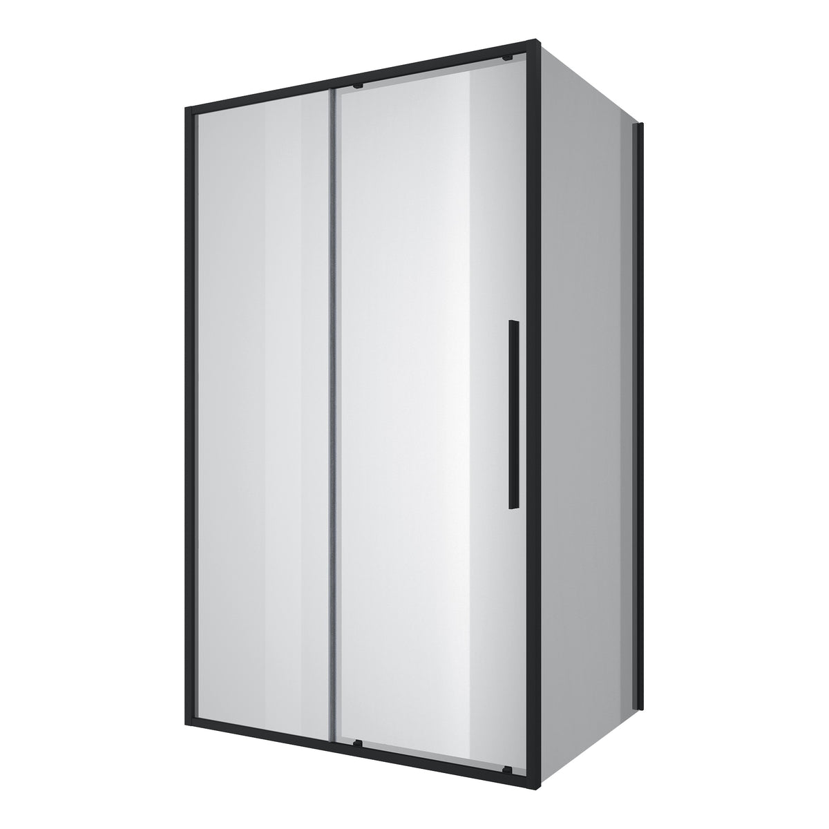 AQPD12+BLC – Cabina de ducha rectangular Koller Pool Aqua Pro Slim Negro mate 1200x900x1950 mm, cristal 6mm clear (puertas correderas)