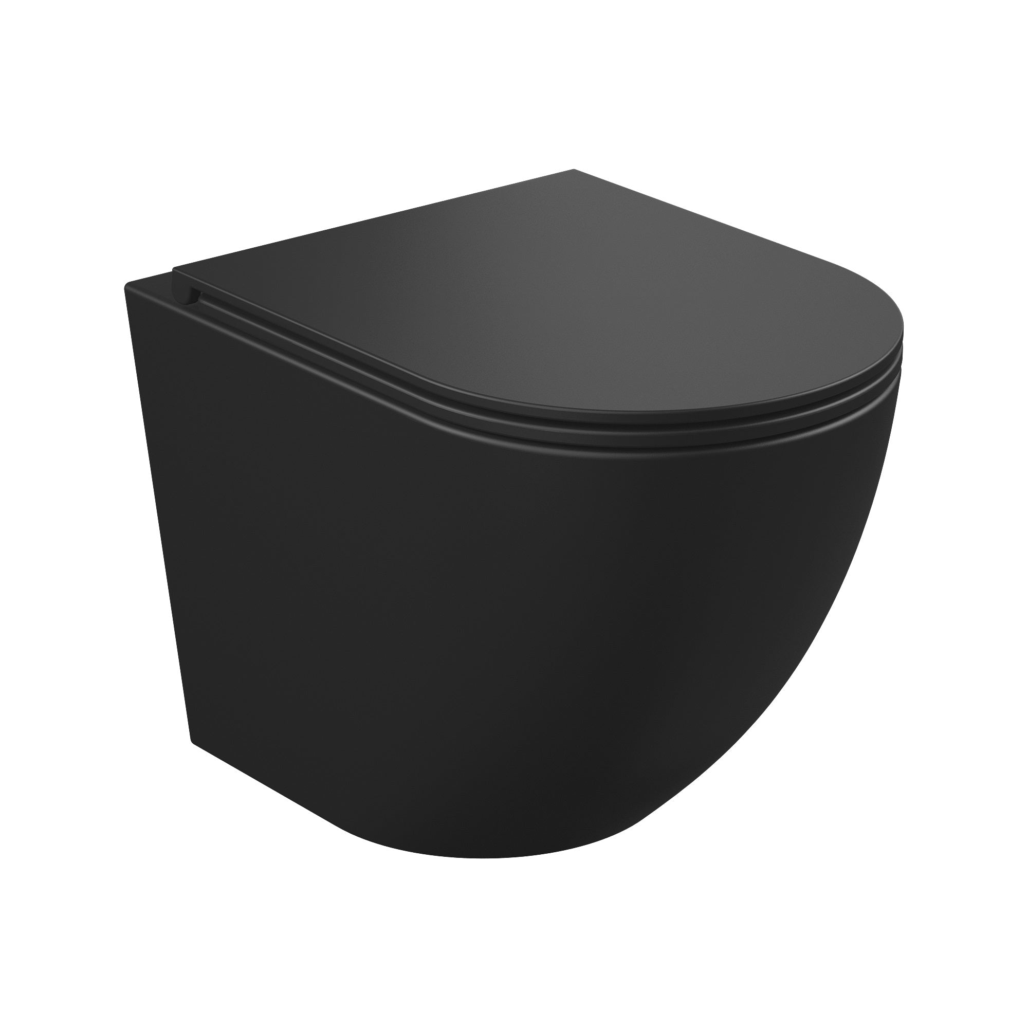 Round wall-hung toilet with Soft-close seat (Tornado flush), matt black