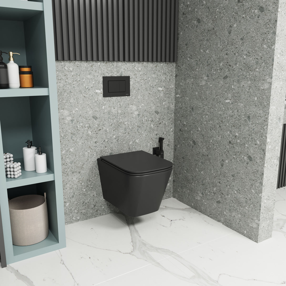 Kvadro Wand-WC mit Soft-Close-Sitz (Tornado-Spülung), Mattschwarz