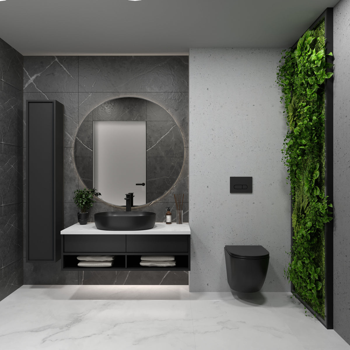 Round Wand-WC mit Soft-Close-Sitz (Tornado-Spülung), Mattschwarz