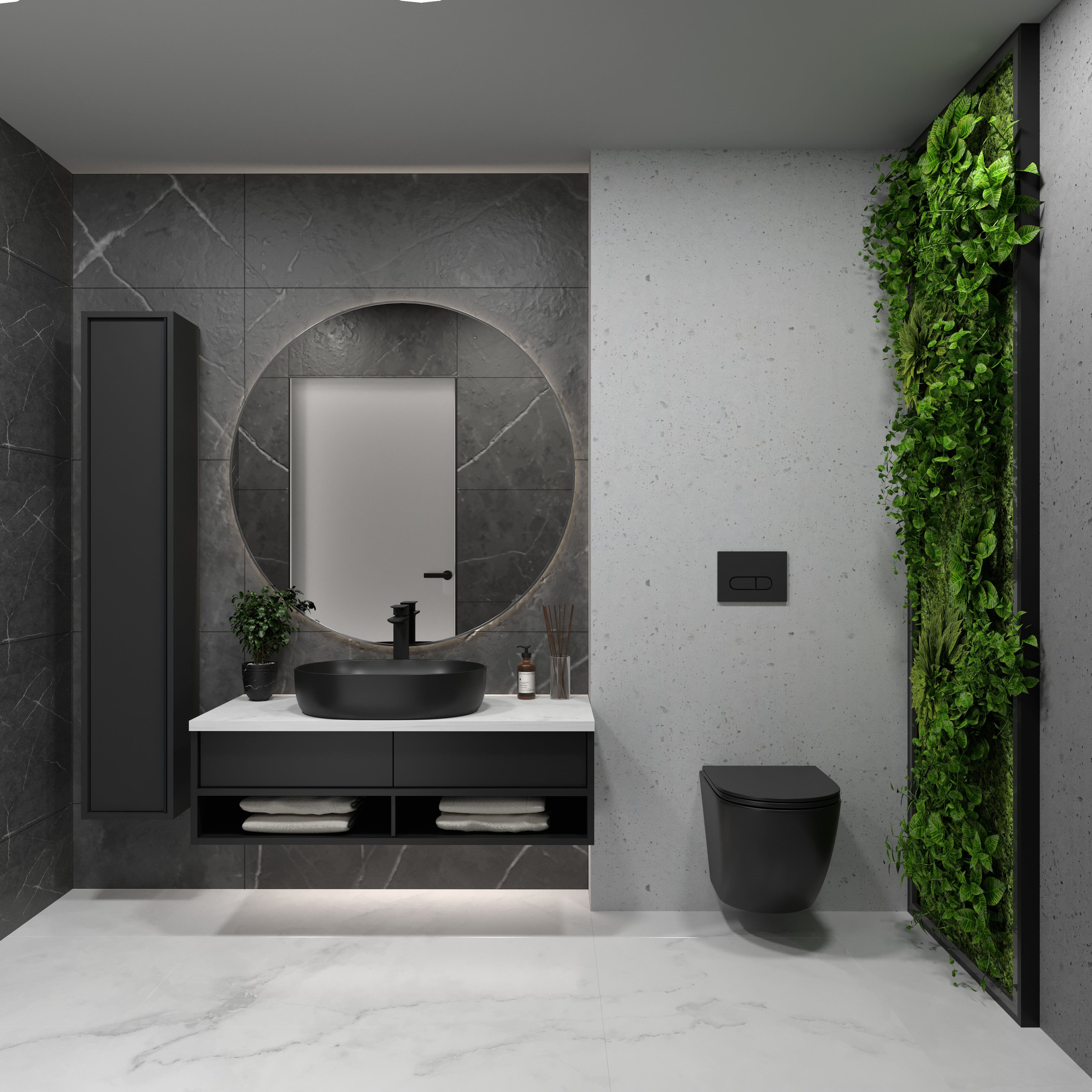 Round wall-hung toilet with Soft-close seat (Tornado flush), matt black