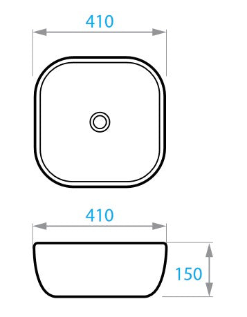 Round umywalka nablatowa 410x410 mm, czarny matowy