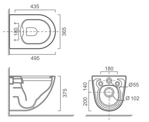 Aqua závěsné WC Rimless, šedé, se sedátkem Soft-close