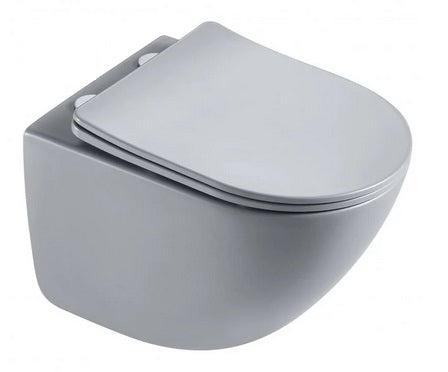 Aqua Rimless wall-hung toilet, grey, Soft Close seat