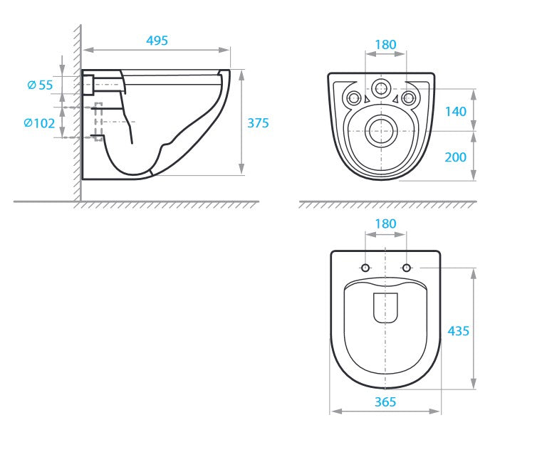 Aqua závěsné WC Rimless, černé, se sedátkem Soft-close