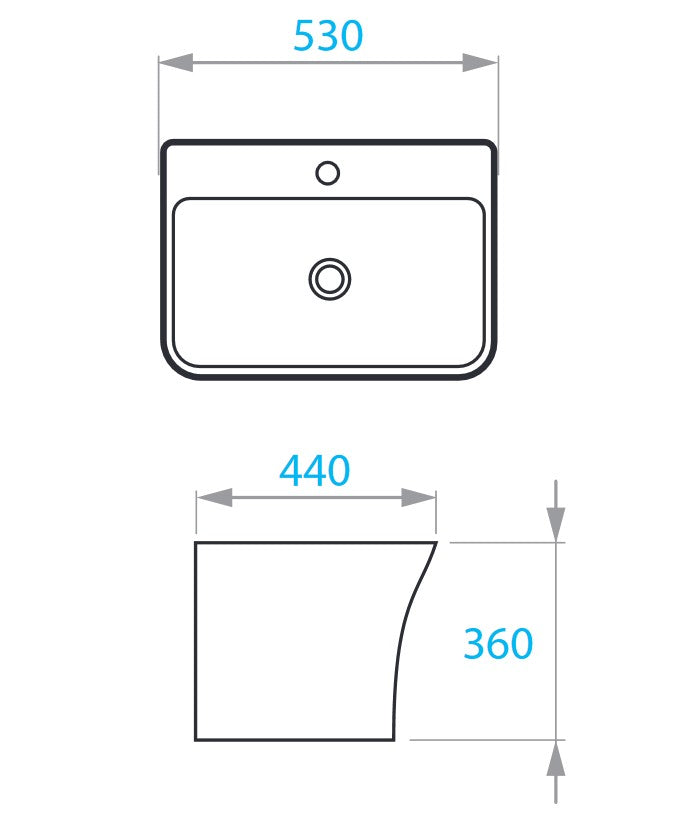 Neon Pro umyvadlo 53×44×36 cm, monolit