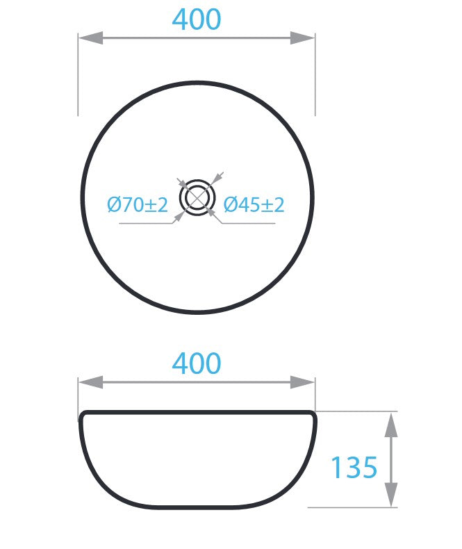 Aqua lavabo sobre encimera 40x40 cm, negro mate