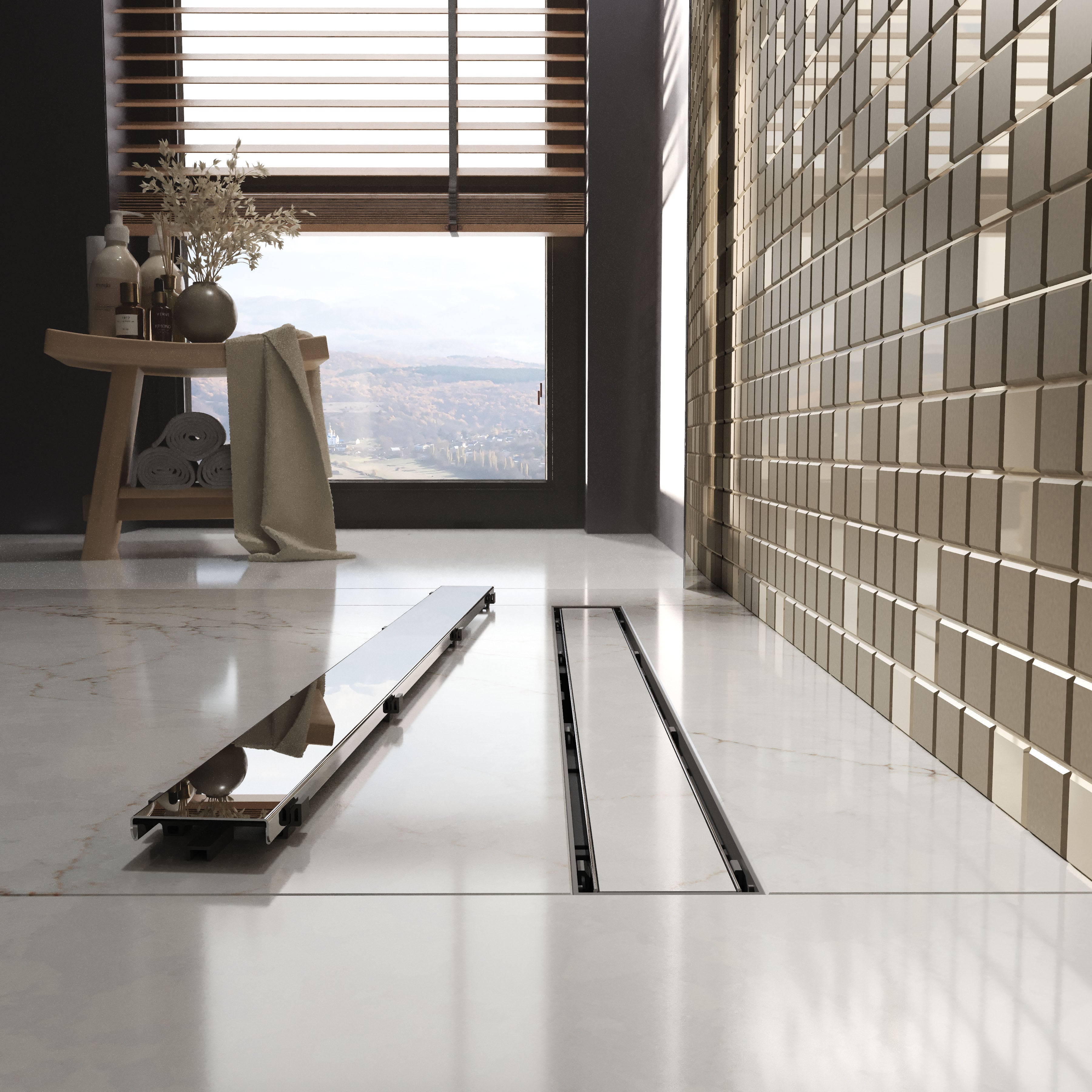 Aqua 60 desagüe lineal con rejilla DUO para baldosa