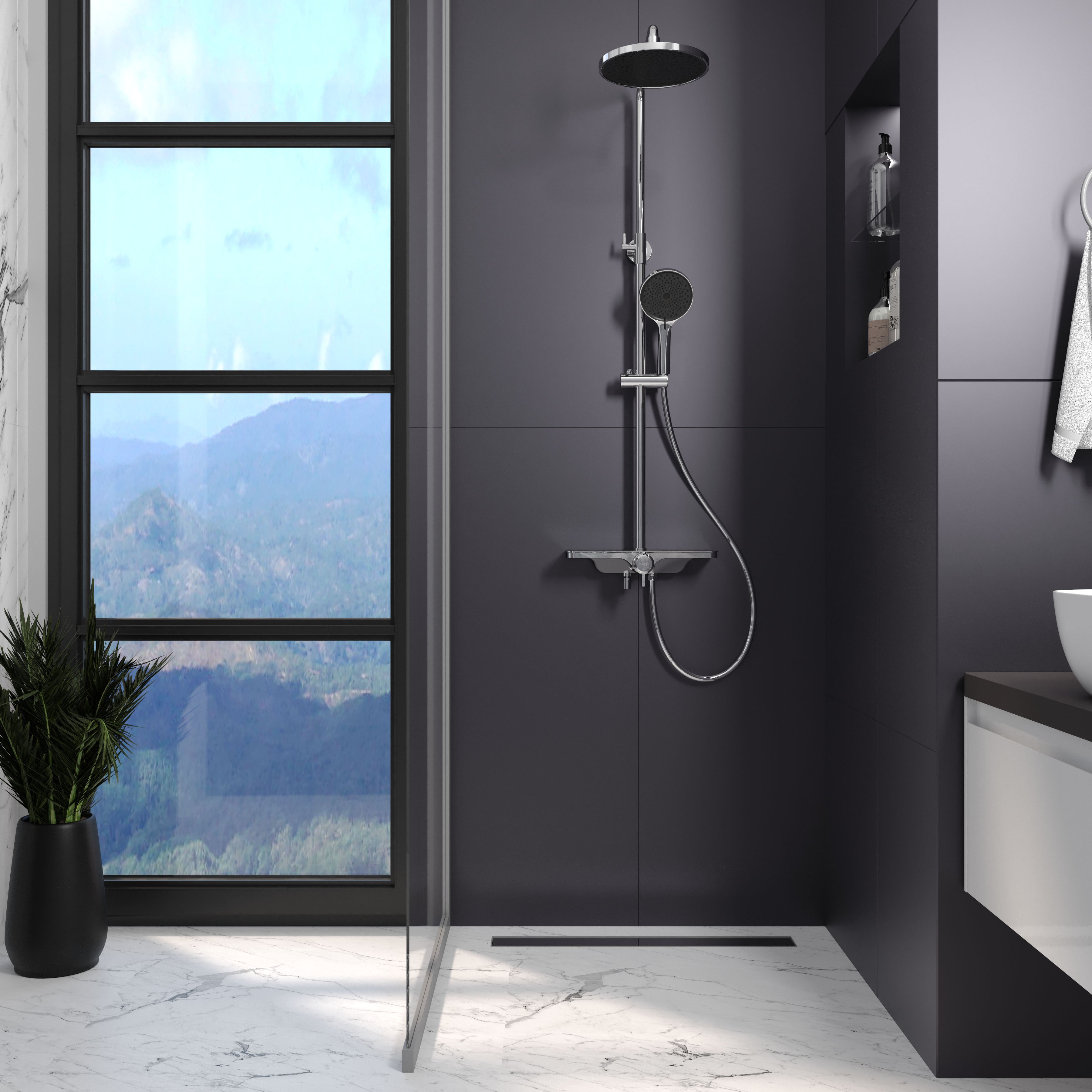 Aqua shower drain 70cm with Grace grid