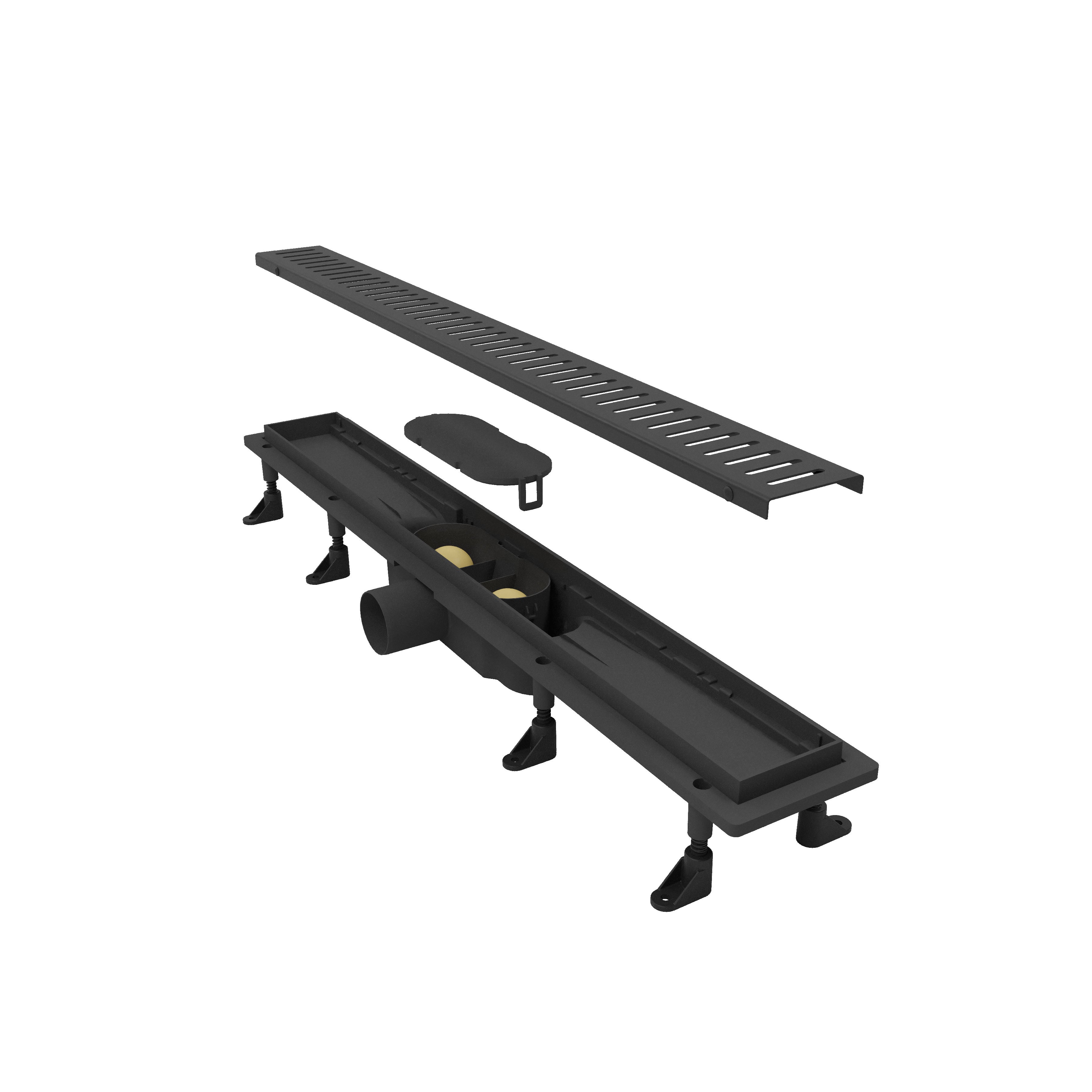 Aqua 70 desagüe lineal con rejilla Line negro mate