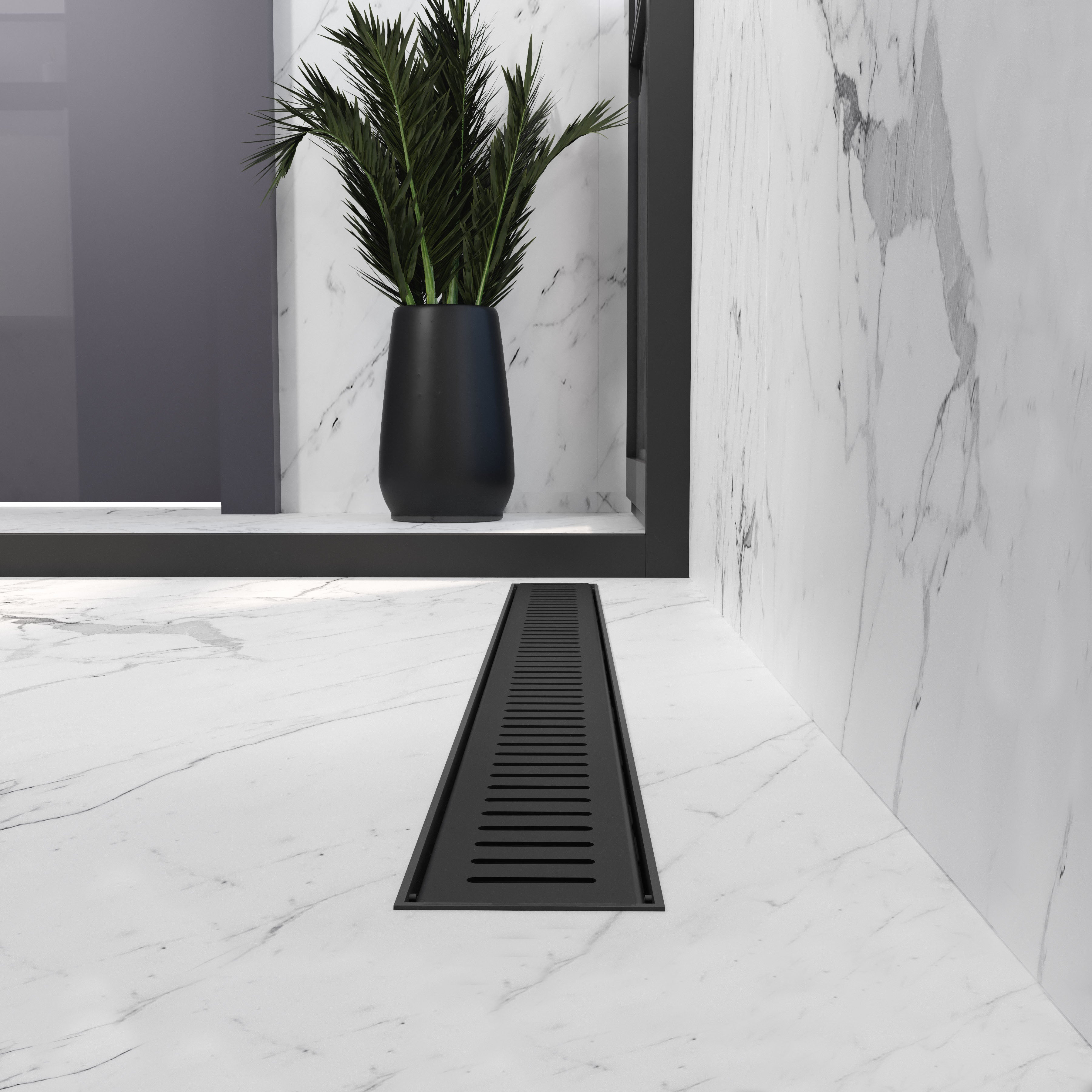 Трап лінійний AQUA 80cм та решіткою Line mattblack